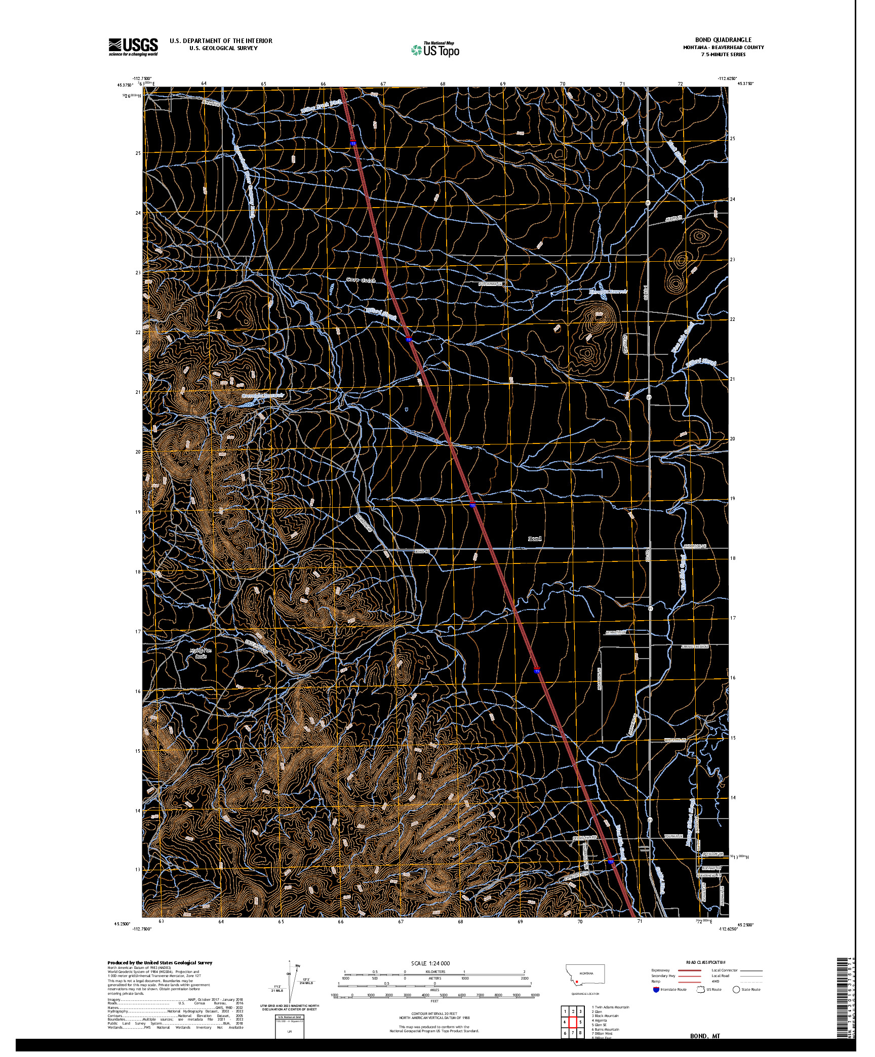 US TOPO 7.5-MINUTE MAP FOR BOND, MT