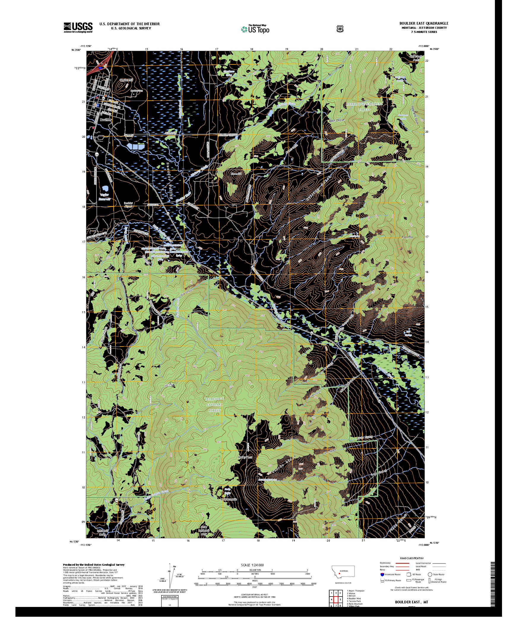 US TOPO 7.5-MINUTE MAP FOR BOULDER EAST, MT