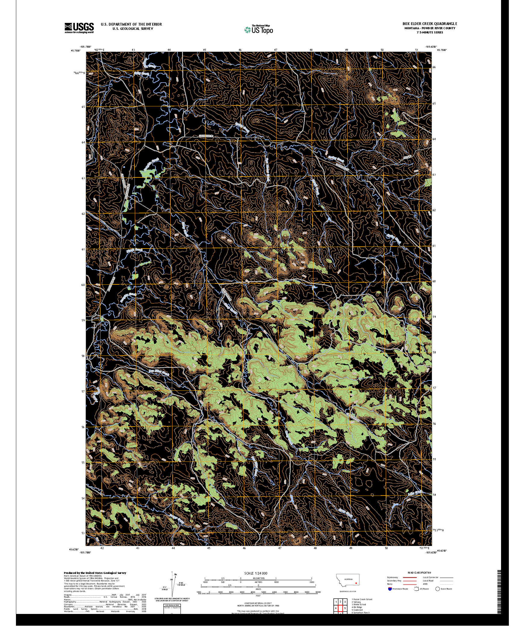 US TOPO 7.5-MINUTE MAP FOR BOX ELDER CREEK, MT
