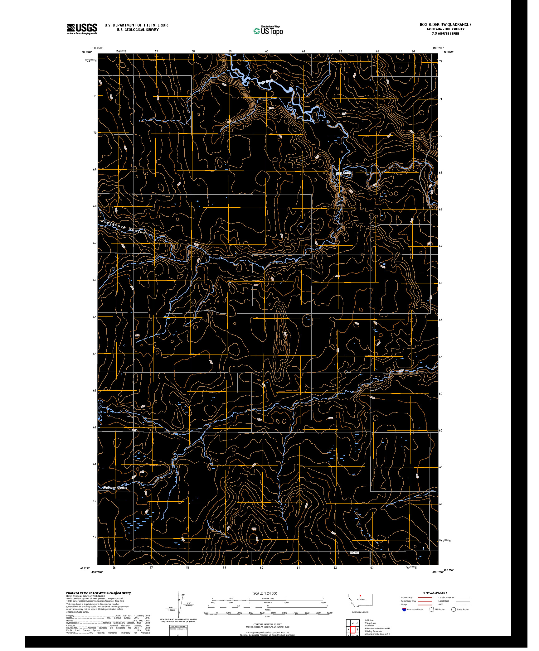 US TOPO 7.5-MINUTE MAP FOR BOX ELDER NW, MT