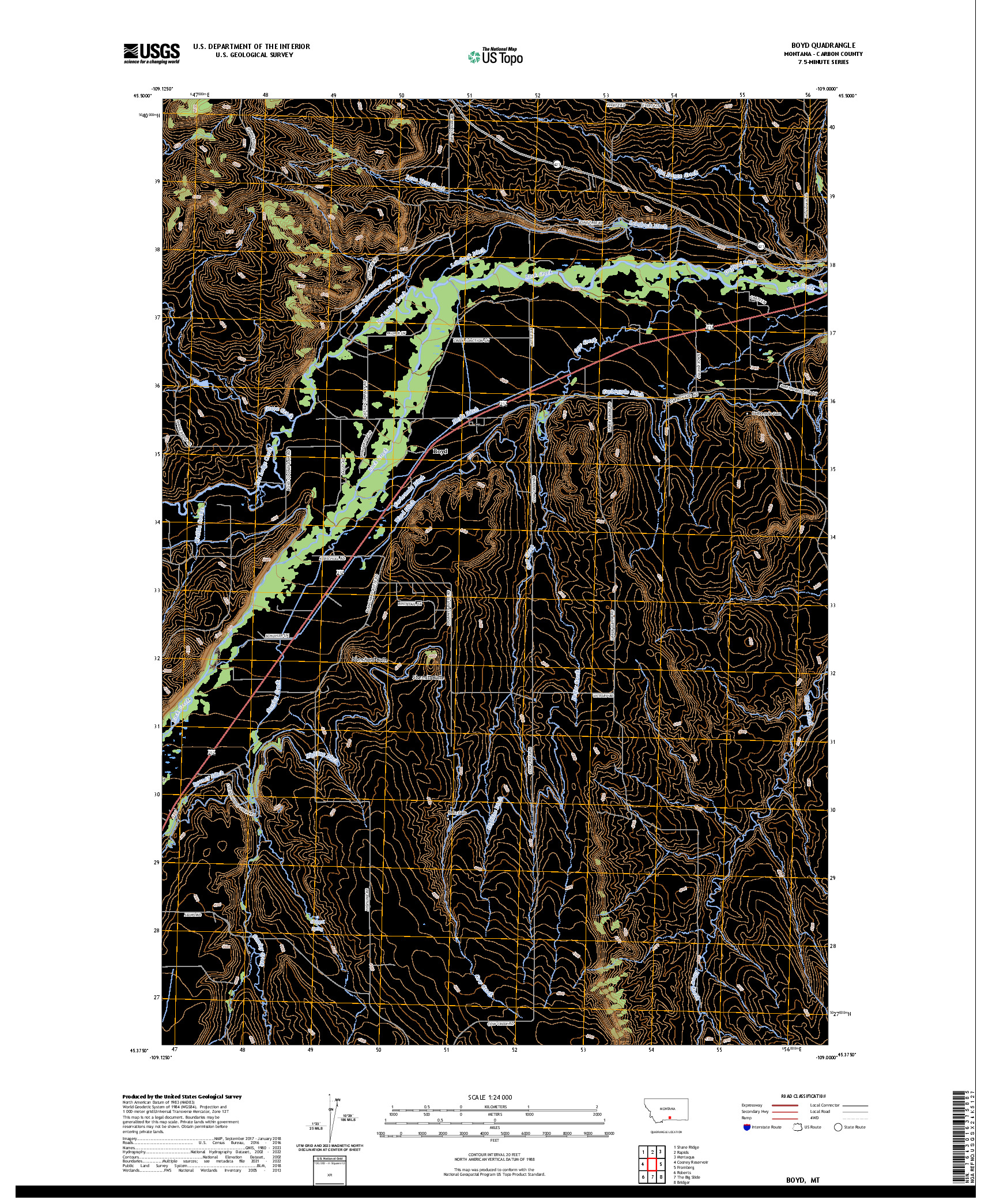 US TOPO 7.5-MINUTE MAP FOR BOYD, MT