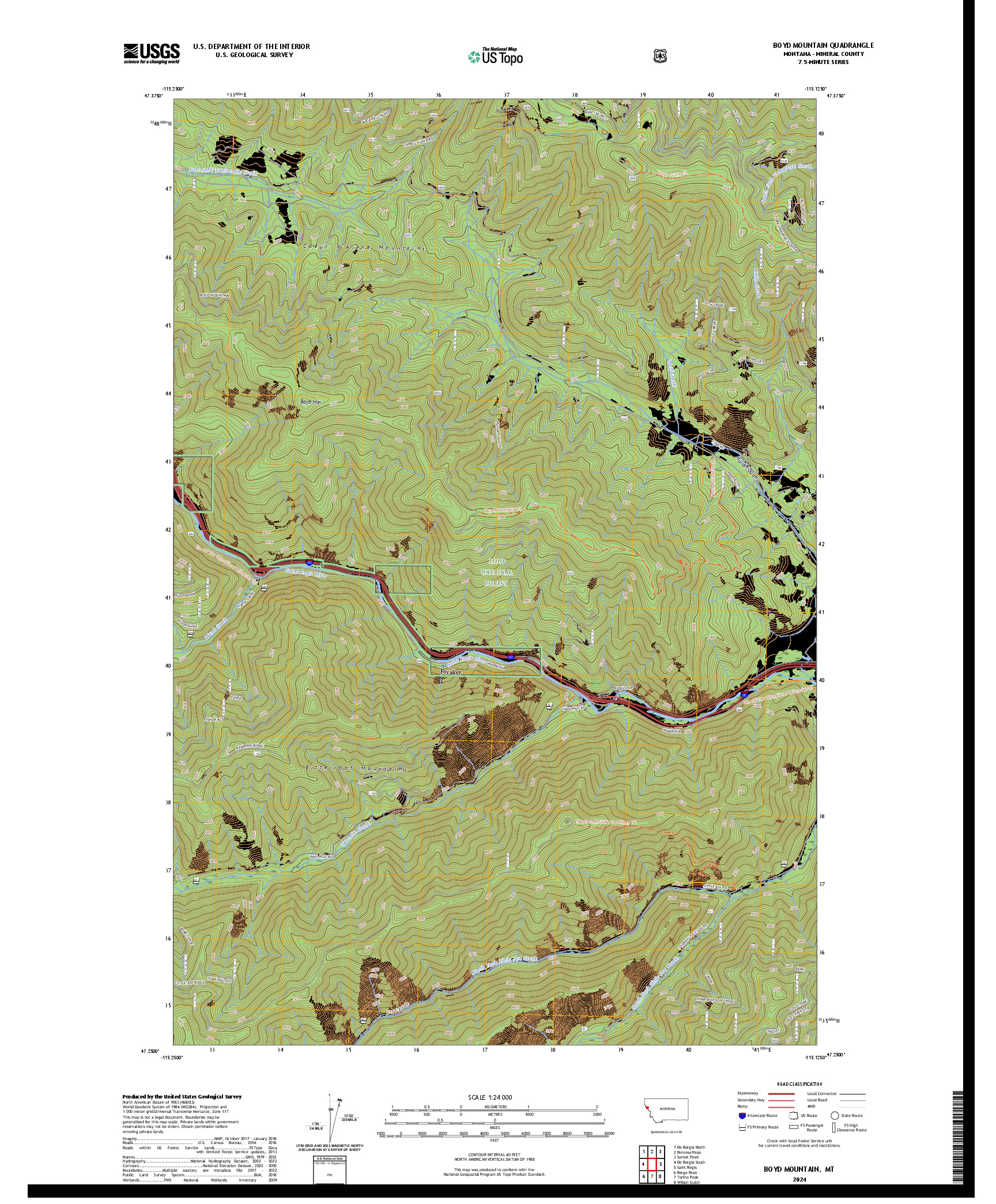 US TOPO 7.5-MINUTE MAP FOR BOYD MOUNTAIN, MT