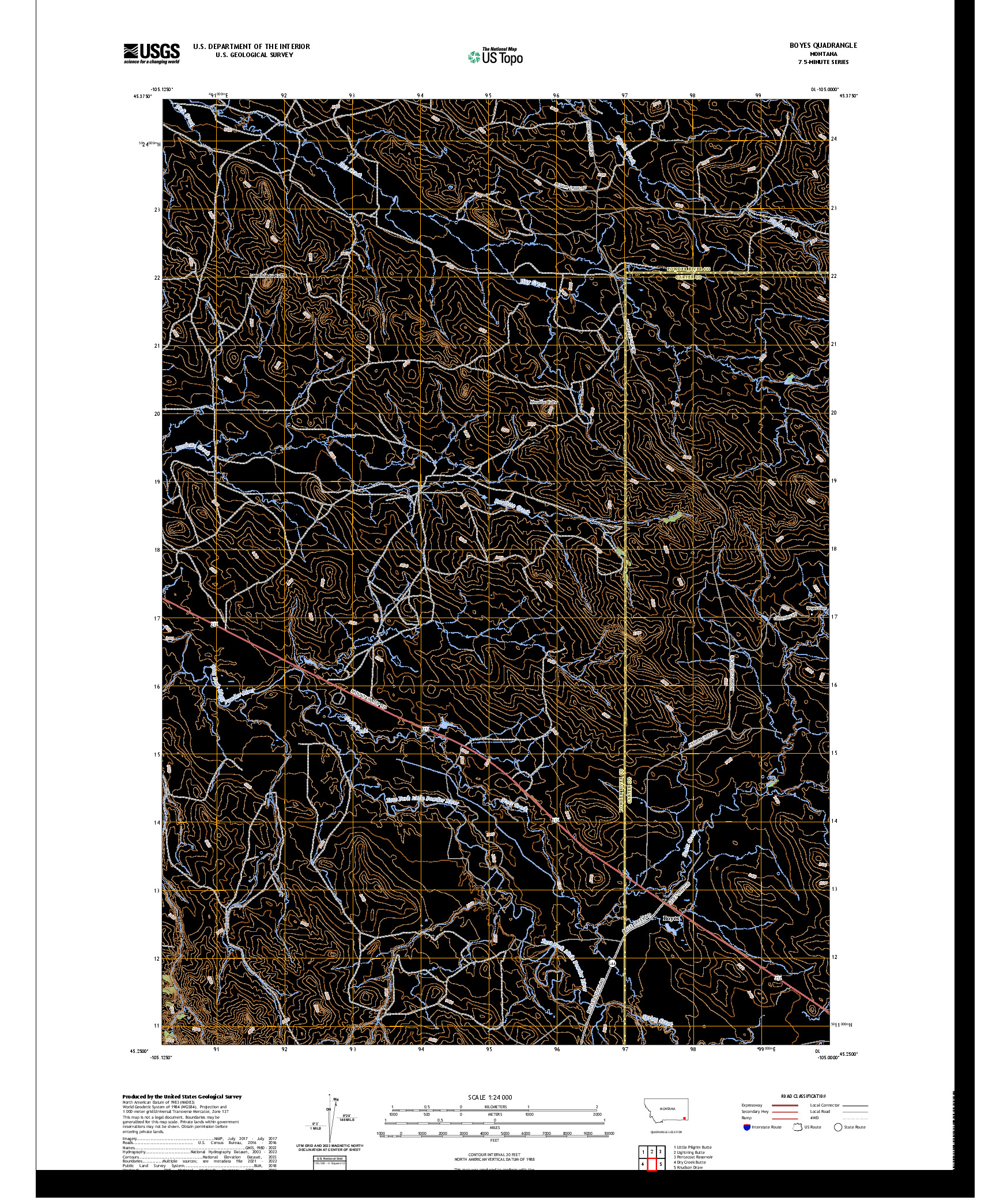 US TOPO 7.5-MINUTE MAP FOR BOYES, MT