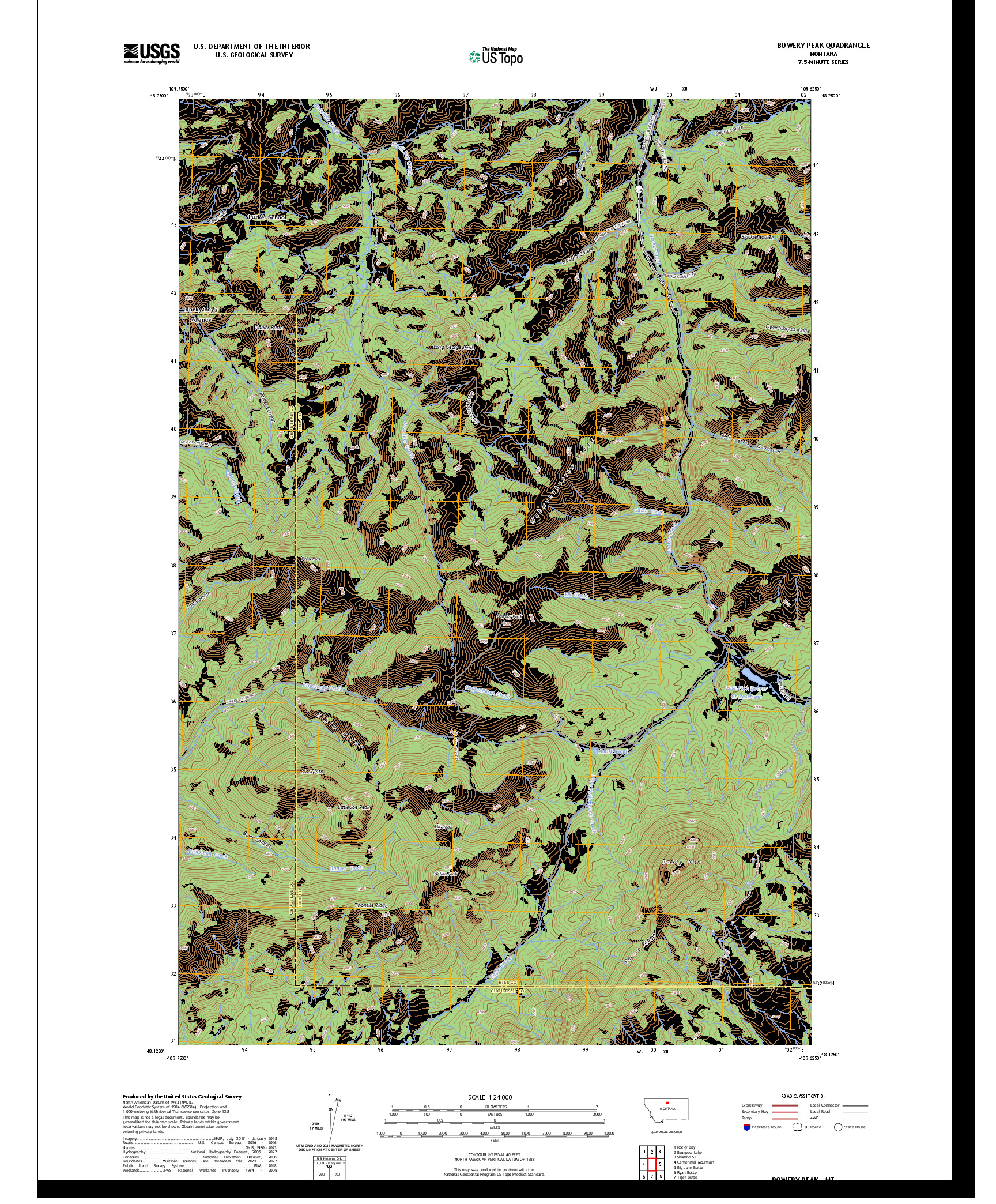 US TOPO 7.5-MINUTE MAP FOR BOWERY PEAK, MT
