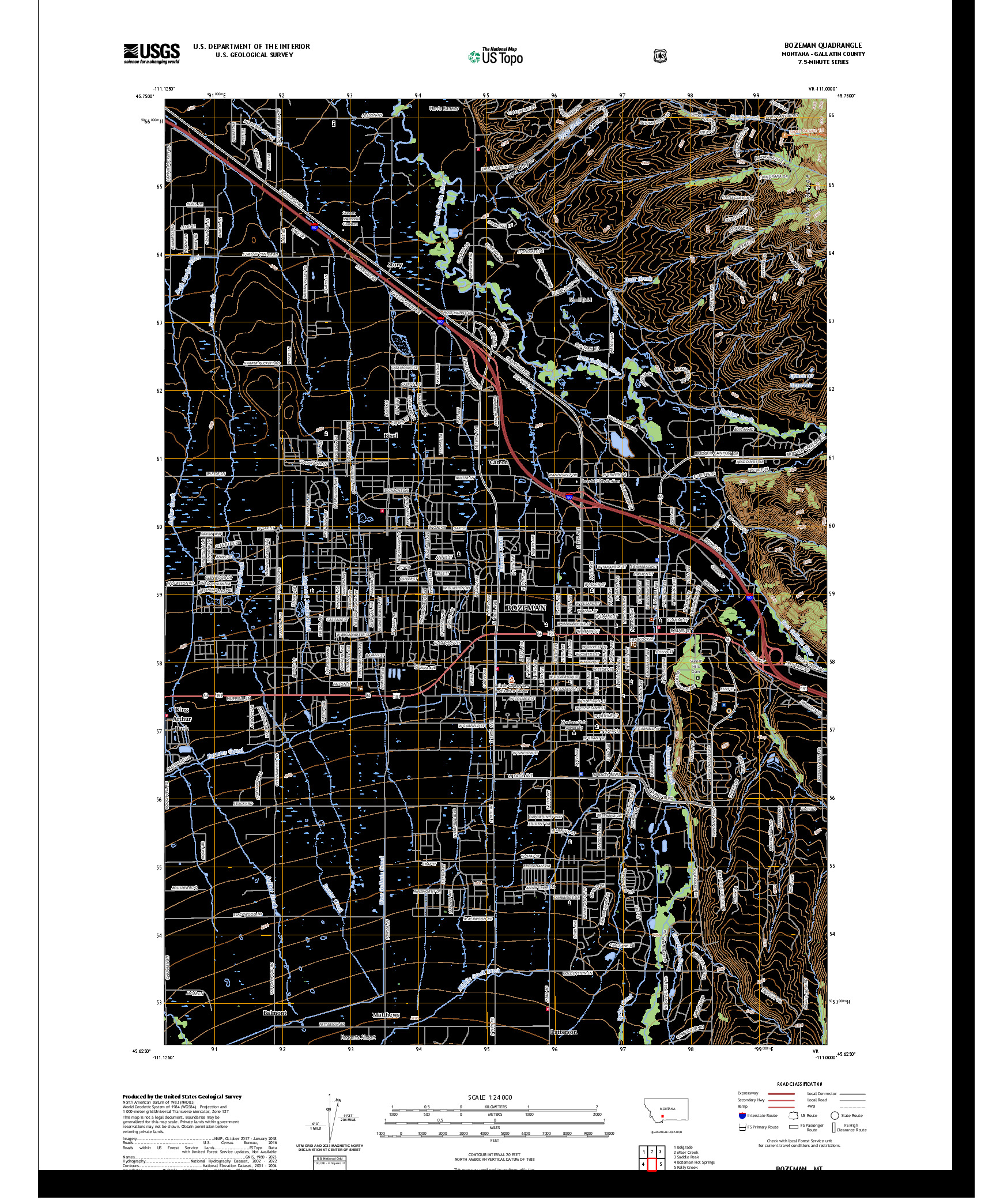 US TOPO 7.5-MINUTE MAP FOR BOZEMAN, MT