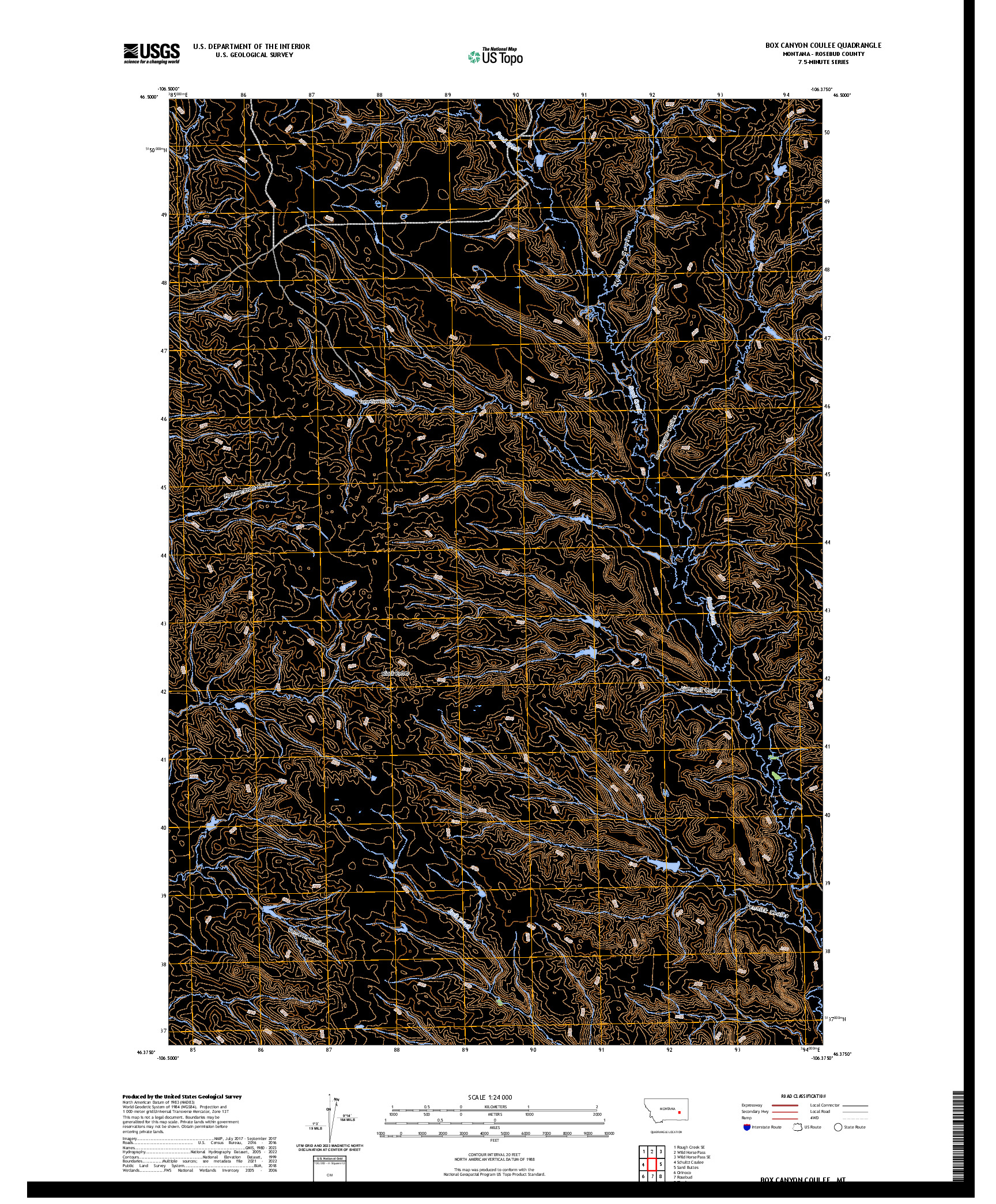 US TOPO 7.5-MINUTE MAP FOR BOX CANYON COULEE, MT