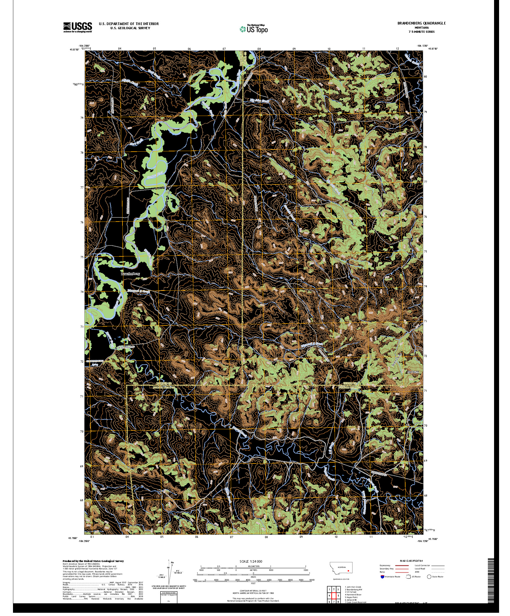US TOPO 7.5-MINUTE MAP FOR BRANDENBERG, MT