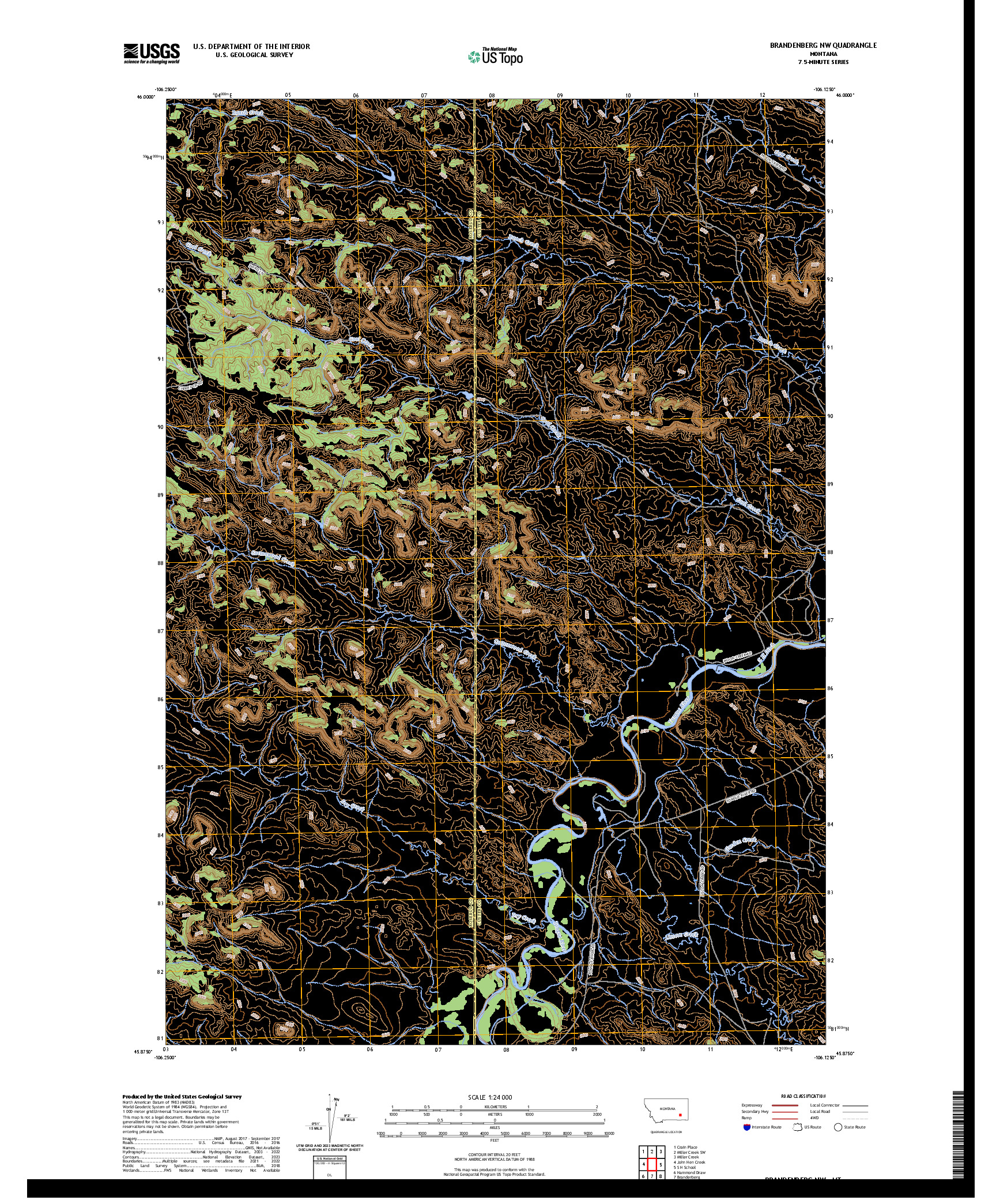 US TOPO 7.5-MINUTE MAP FOR BRANDENBERG NW, MT