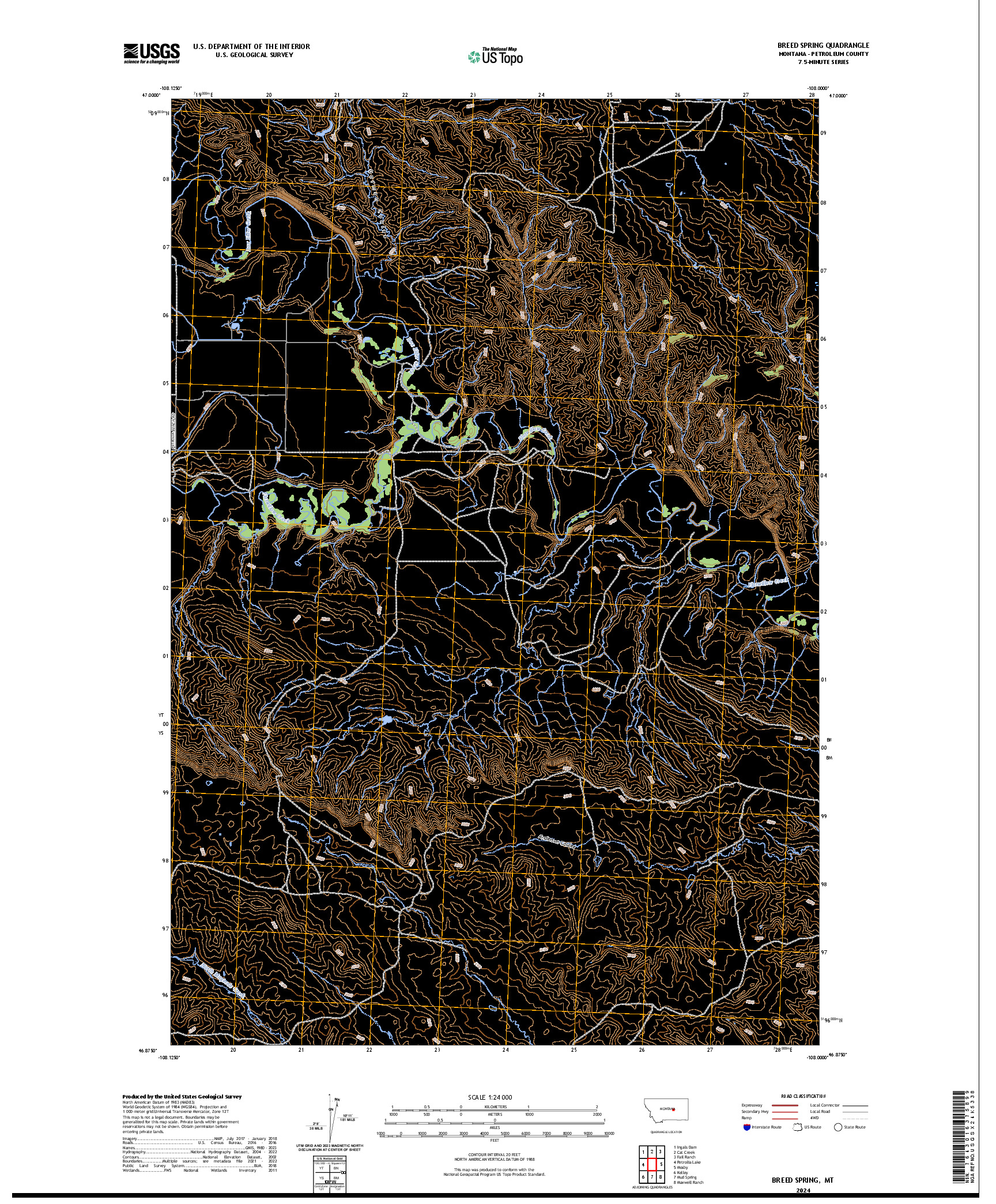 US TOPO 7.5-MINUTE MAP FOR BREED SPRING, MT