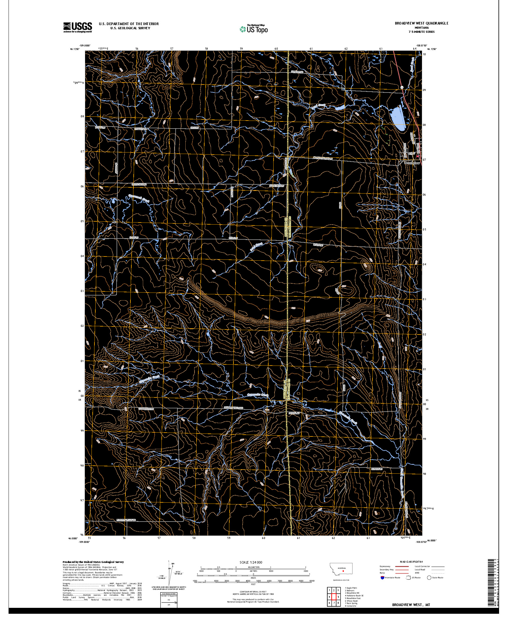US TOPO 7.5-MINUTE MAP FOR BROADVIEW WEST, MT