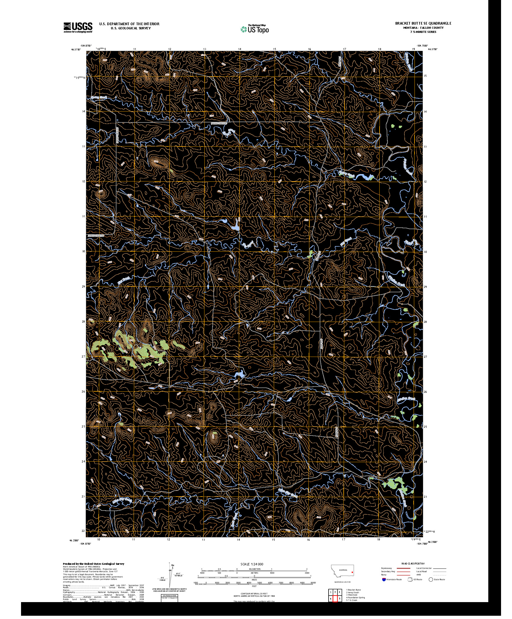 US TOPO 7.5-MINUTE MAP FOR BRACKET BUTTE SE, MT