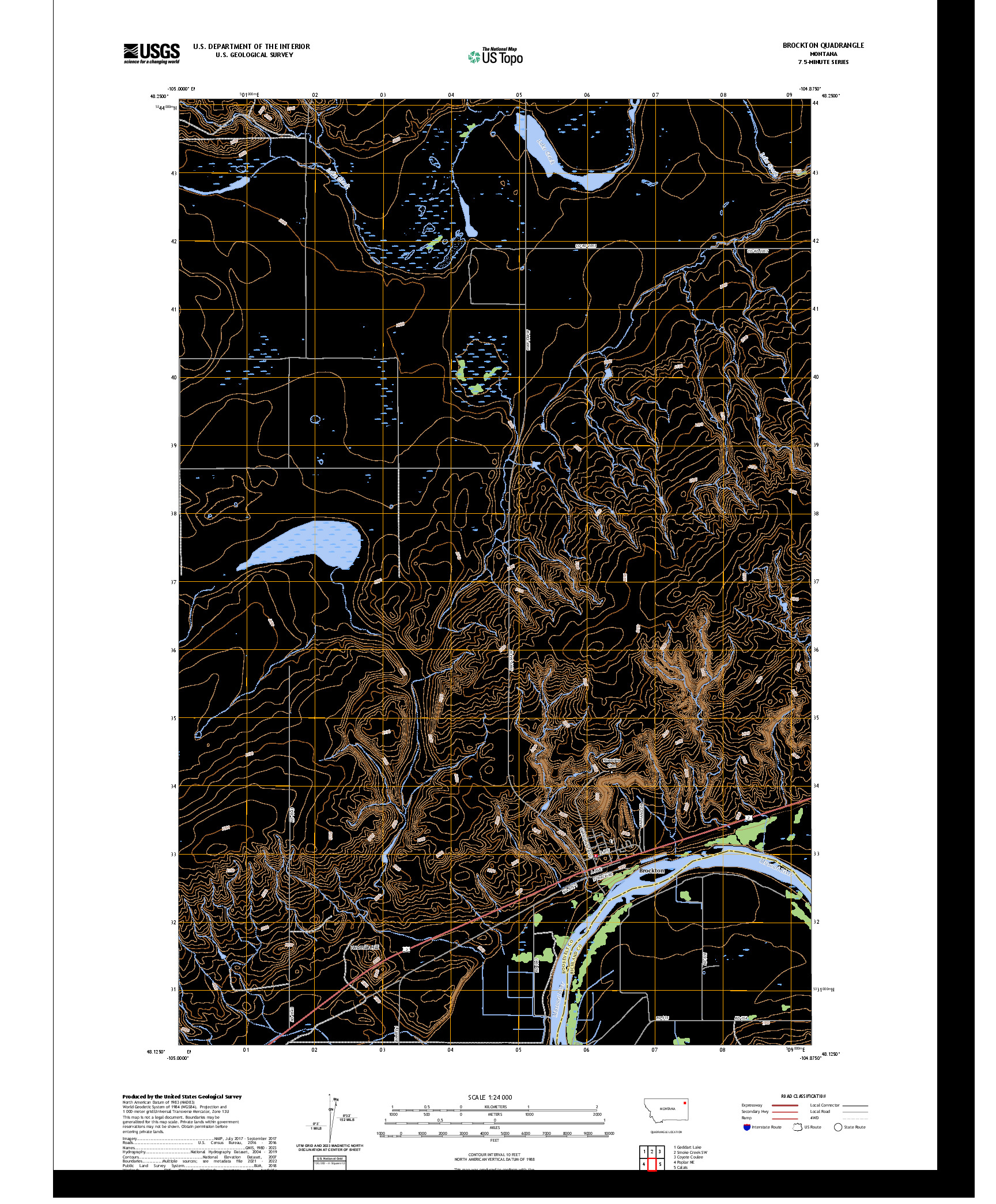 US TOPO 7.5-MINUTE MAP FOR BROCKTON, MT