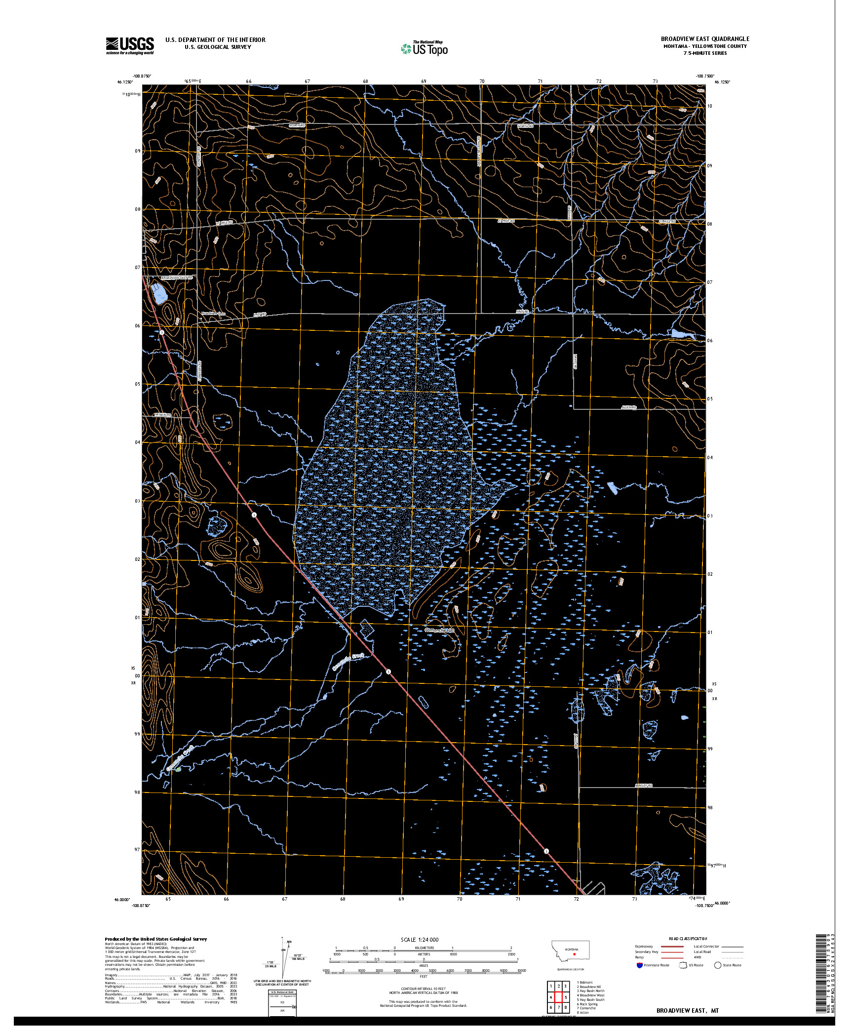 US TOPO 7.5-MINUTE MAP FOR BROADVIEW EAST, MT