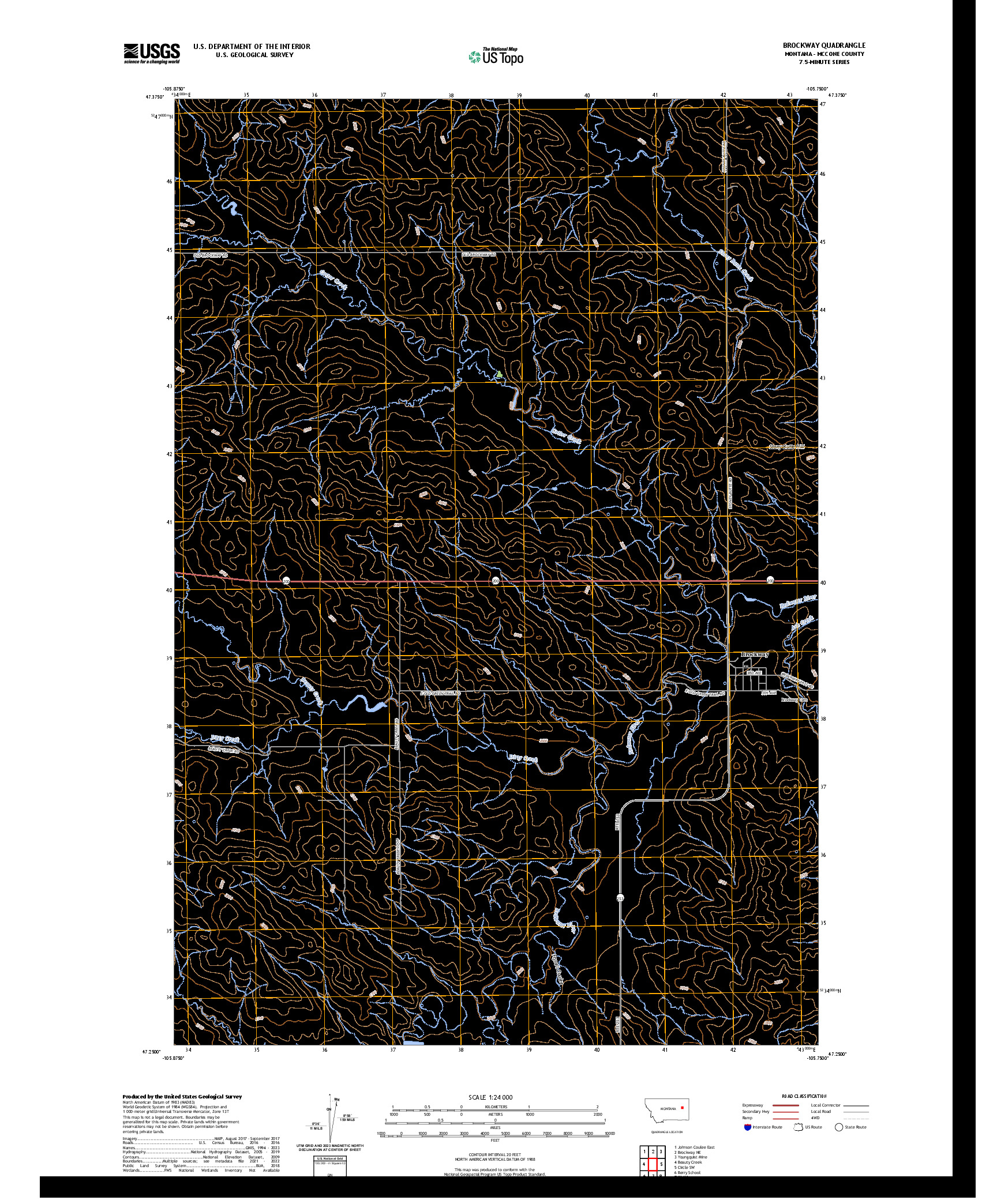 US TOPO 7.5-MINUTE MAP FOR BROCKWAY, MT