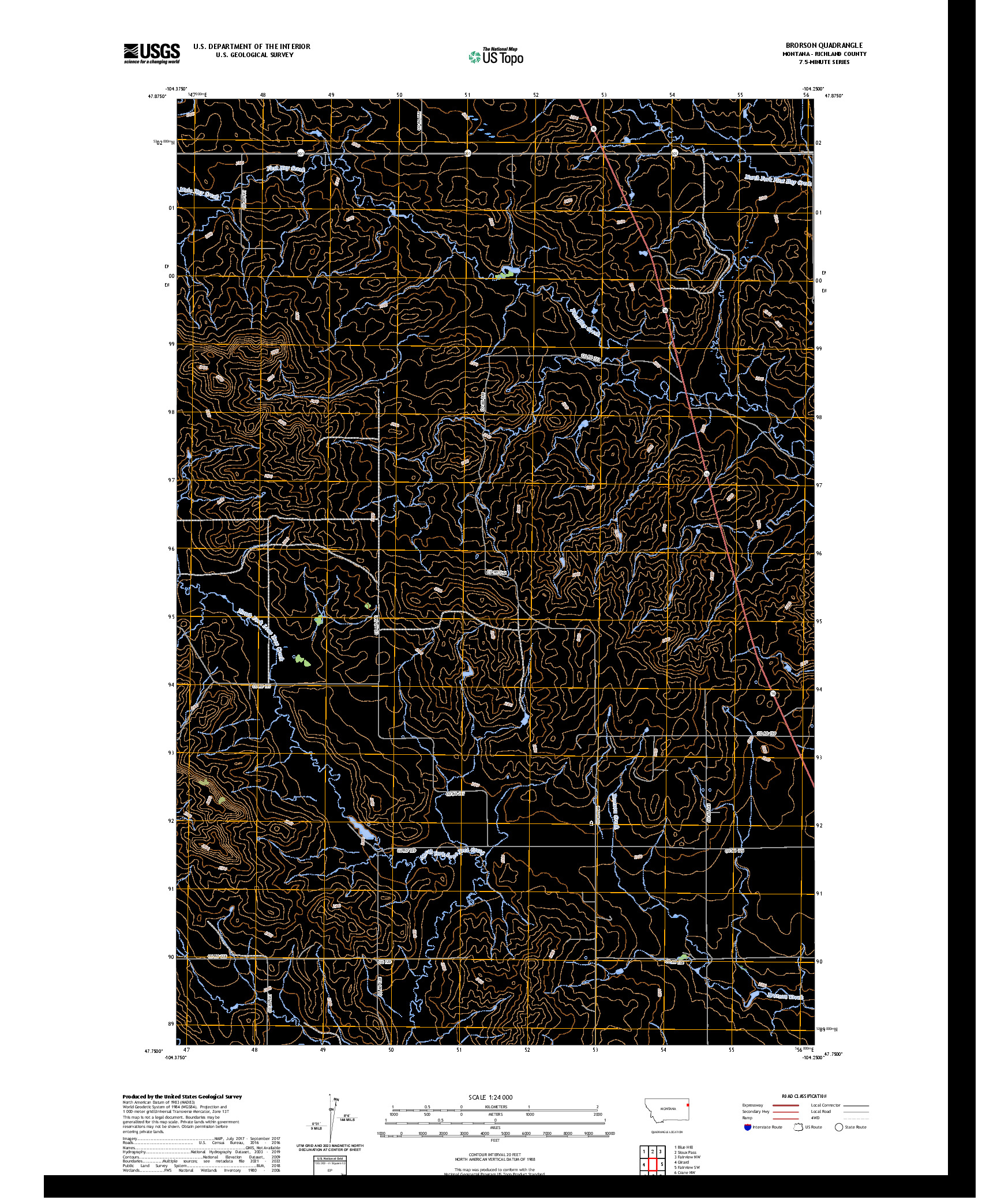 US TOPO 7.5-MINUTE MAP FOR BRORSON, MT