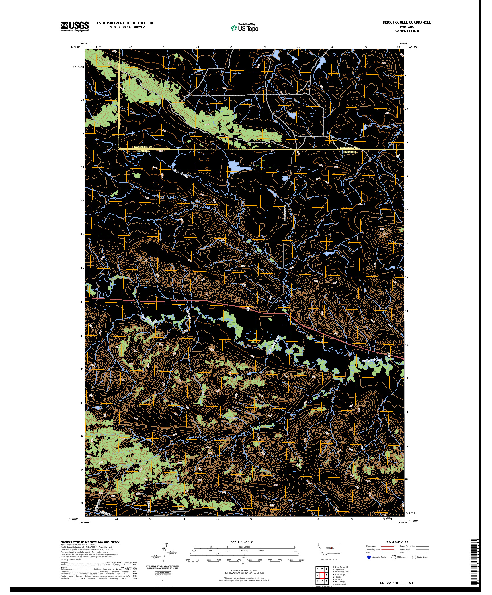 US TOPO 7.5-MINUTE MAP FOR BRIGGS COULEE, MT