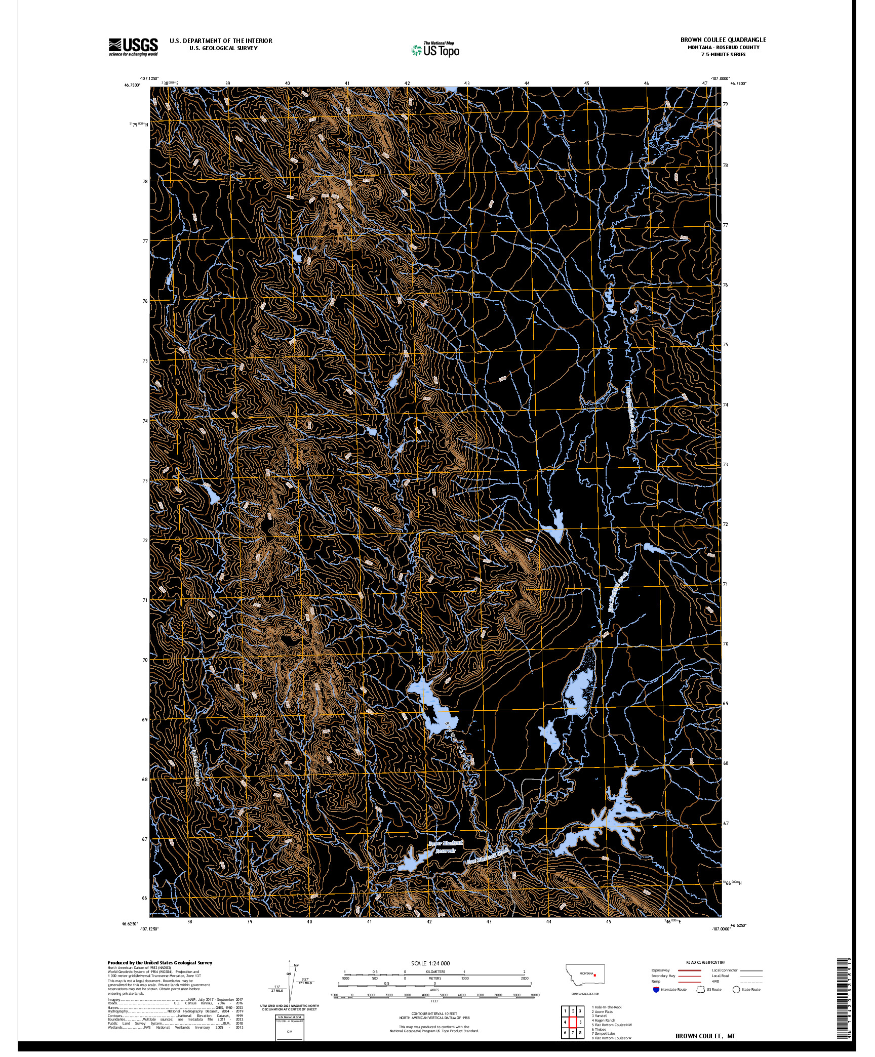 US TOPO 7.5-MINUTE MAP FOR BROWN COULEE, MT