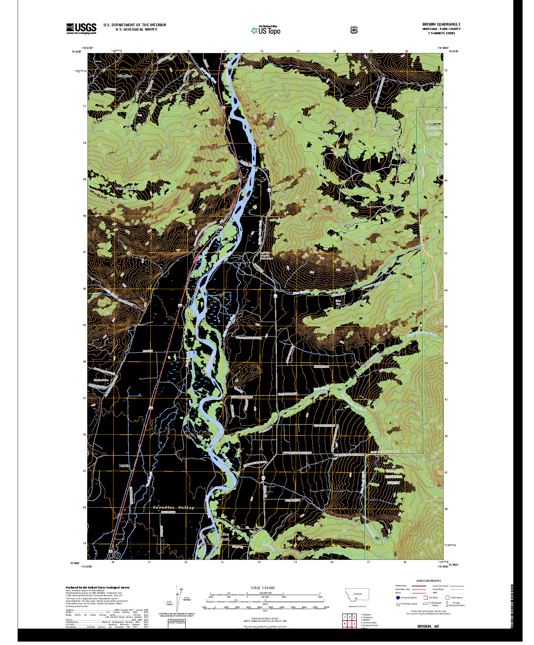 US TOPO 7.5-MINUTE MAP FOR BRISBIN, MT