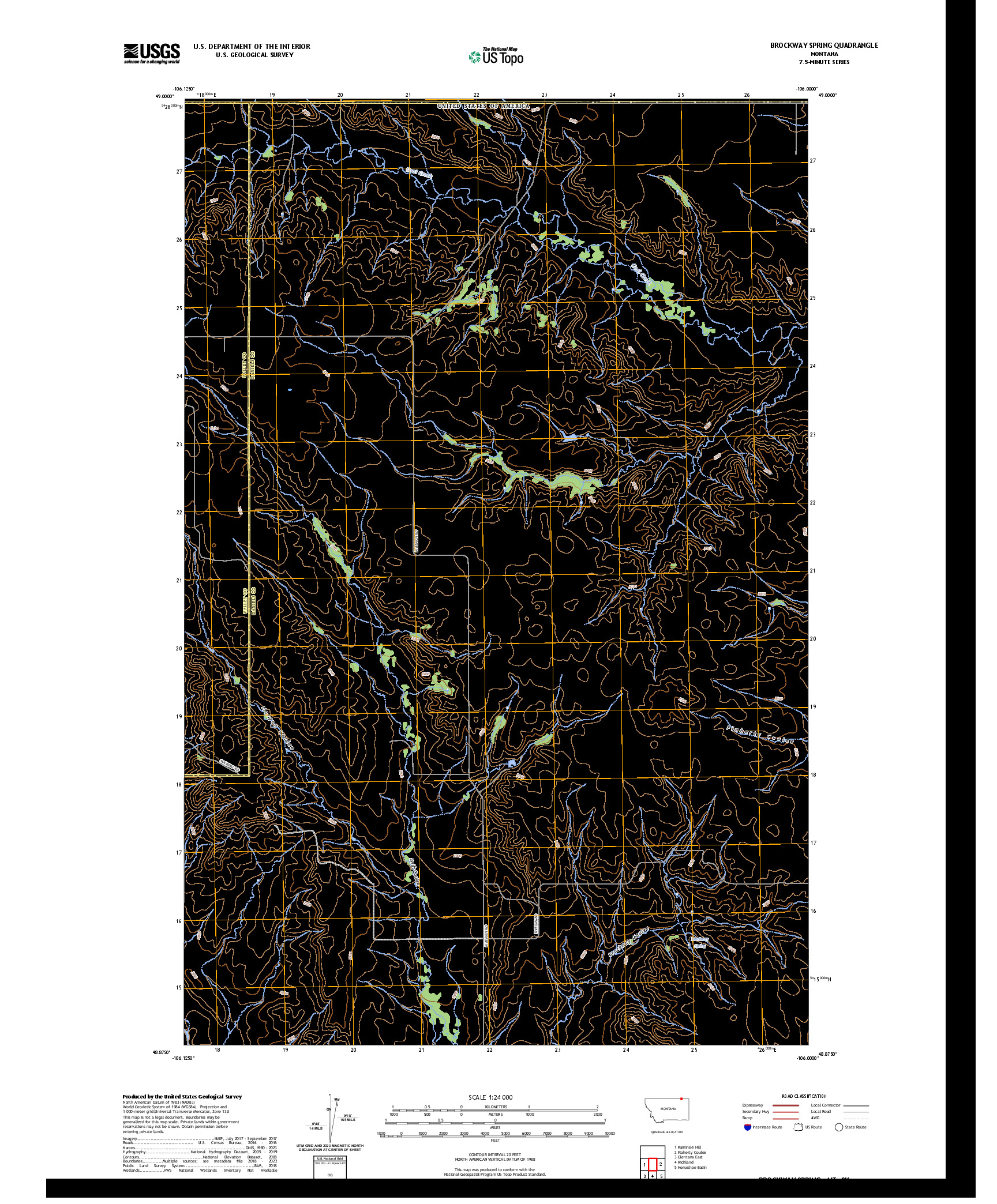 US TOPO 7.5-MINUTE MAP FOR BROCKWAY SPRING, MT,SK