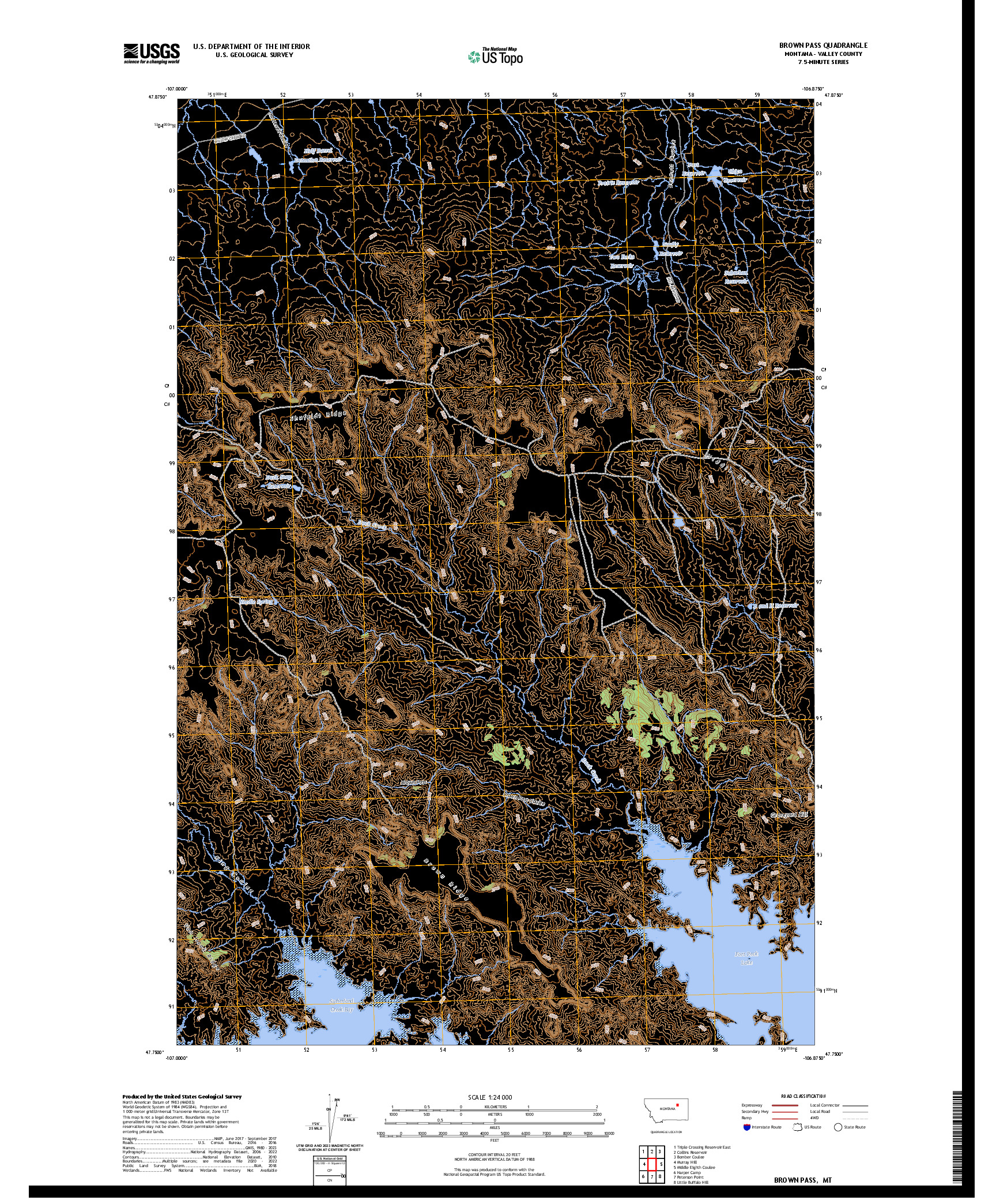 US TOPO 7.5-MINUTE MAP FOR BROWN PASS, MT