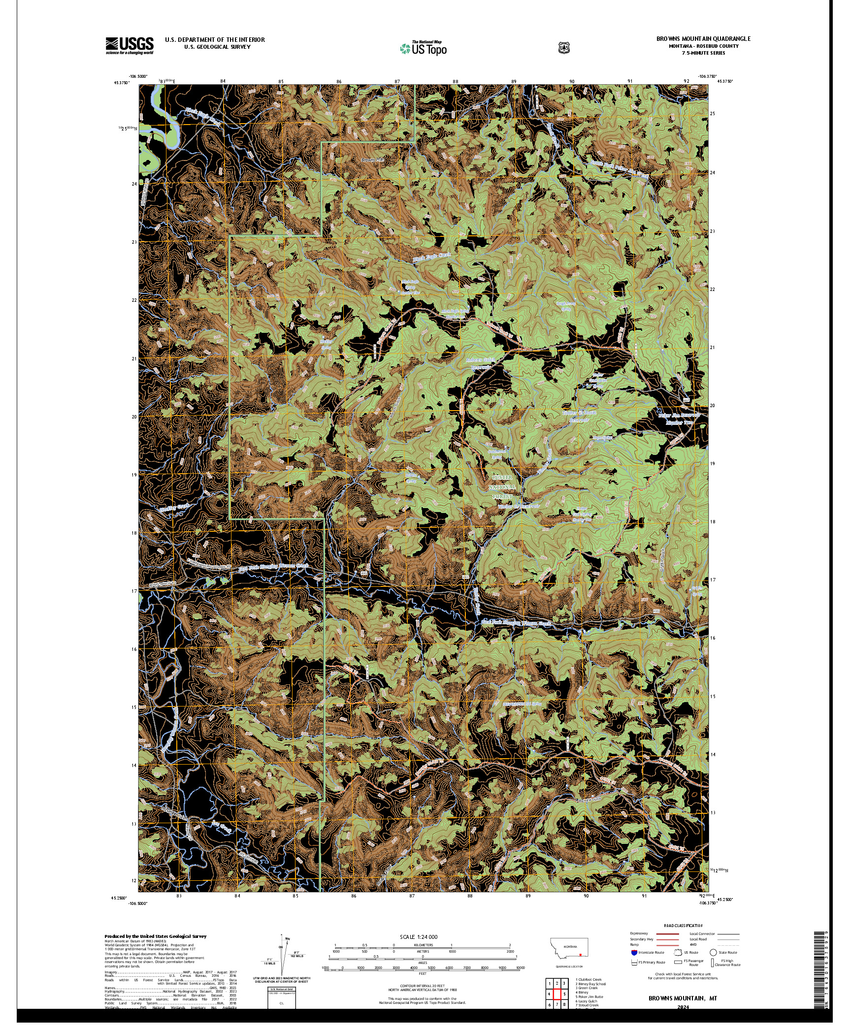US TOPO 7.5-MINUTE MAP FOR BROWNS MOUNTAIN, MT