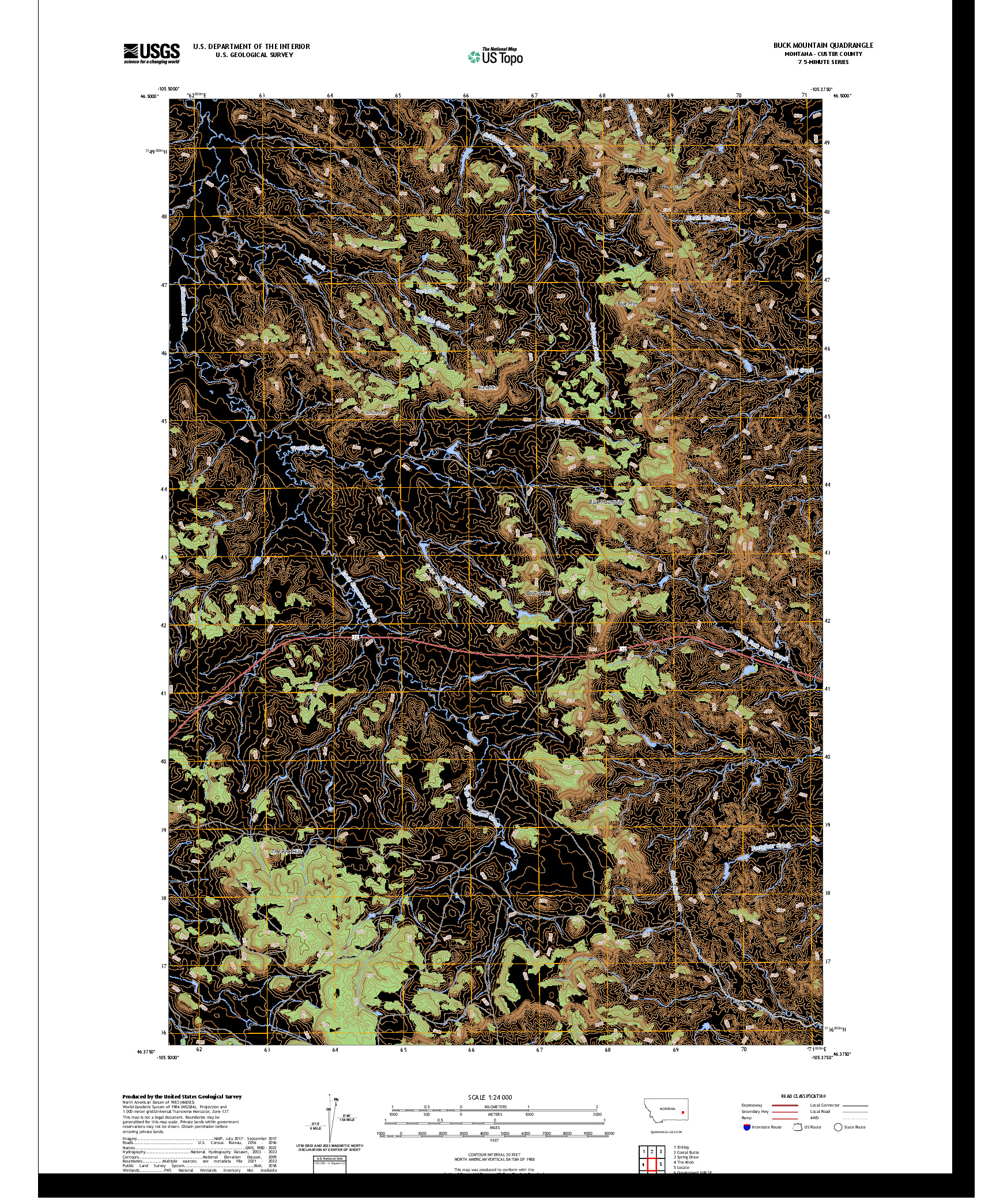 US TOPO 7.5-MINUTE MAP FOR BUCK MOUNTAIN, MT