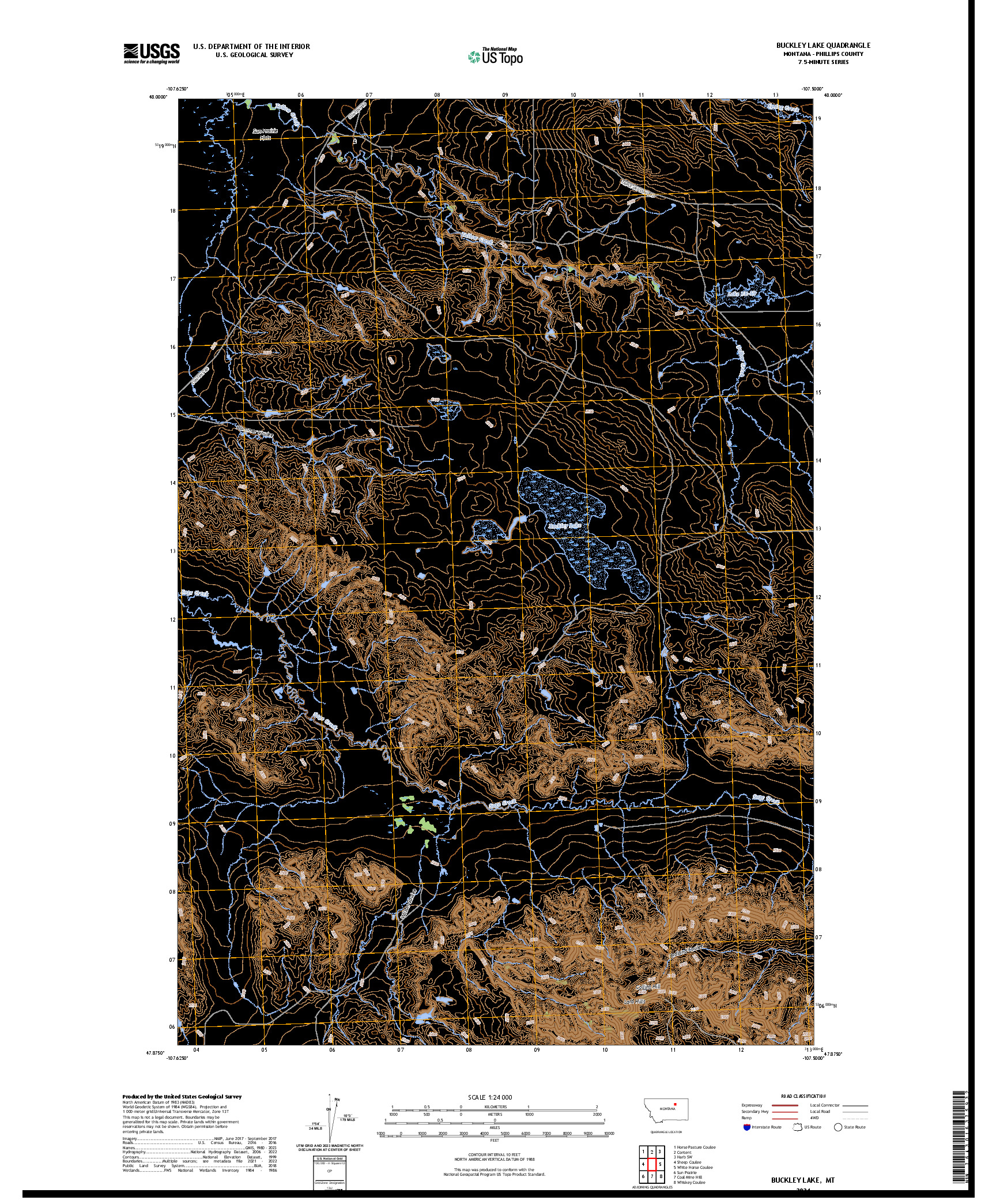 US TOPO 7.5-MINUTE MAP FOR BUCKLEY LAKE, MT