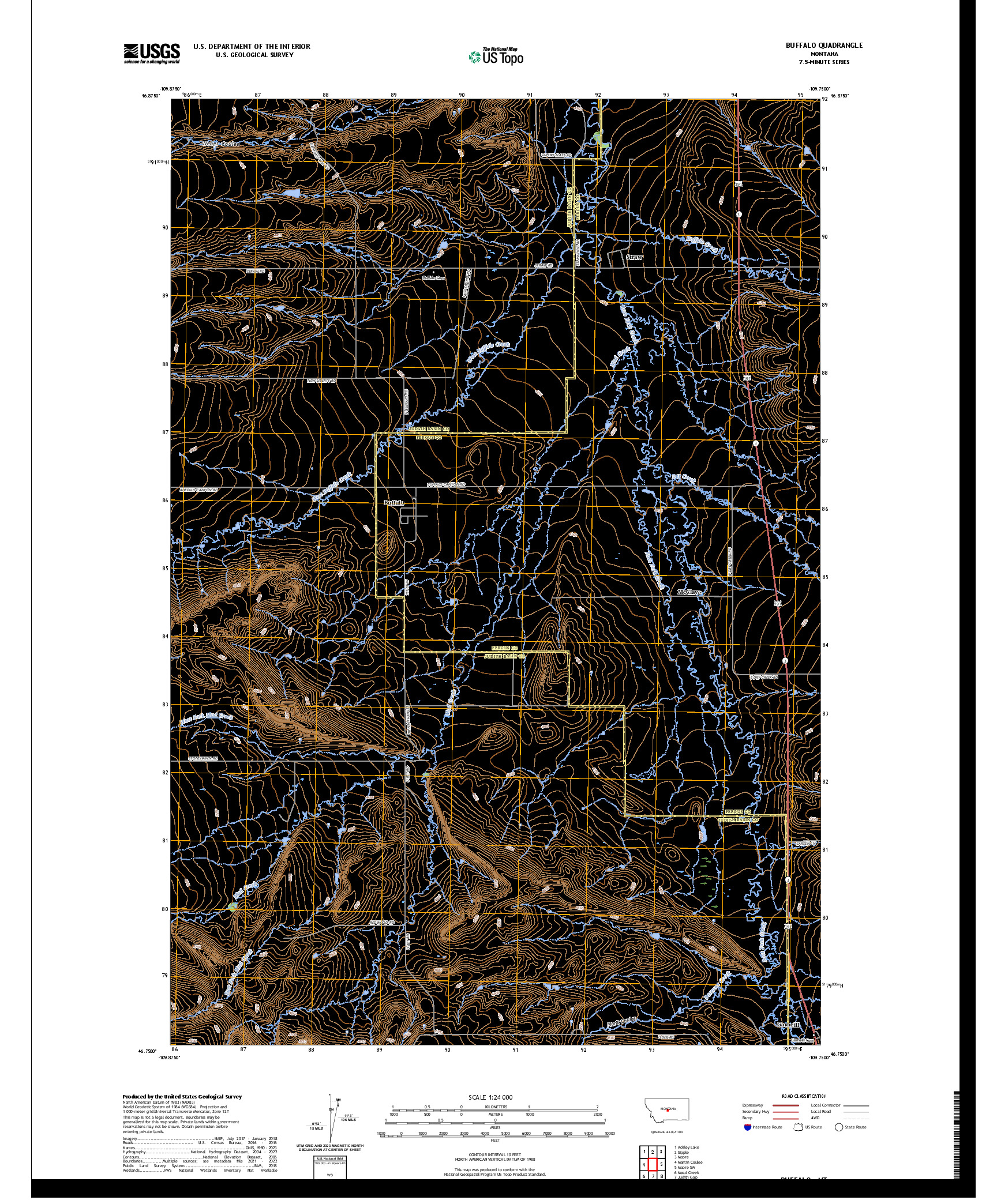 US TOPO 7.5-MINUTE MAP FOR BUFFALO, MT