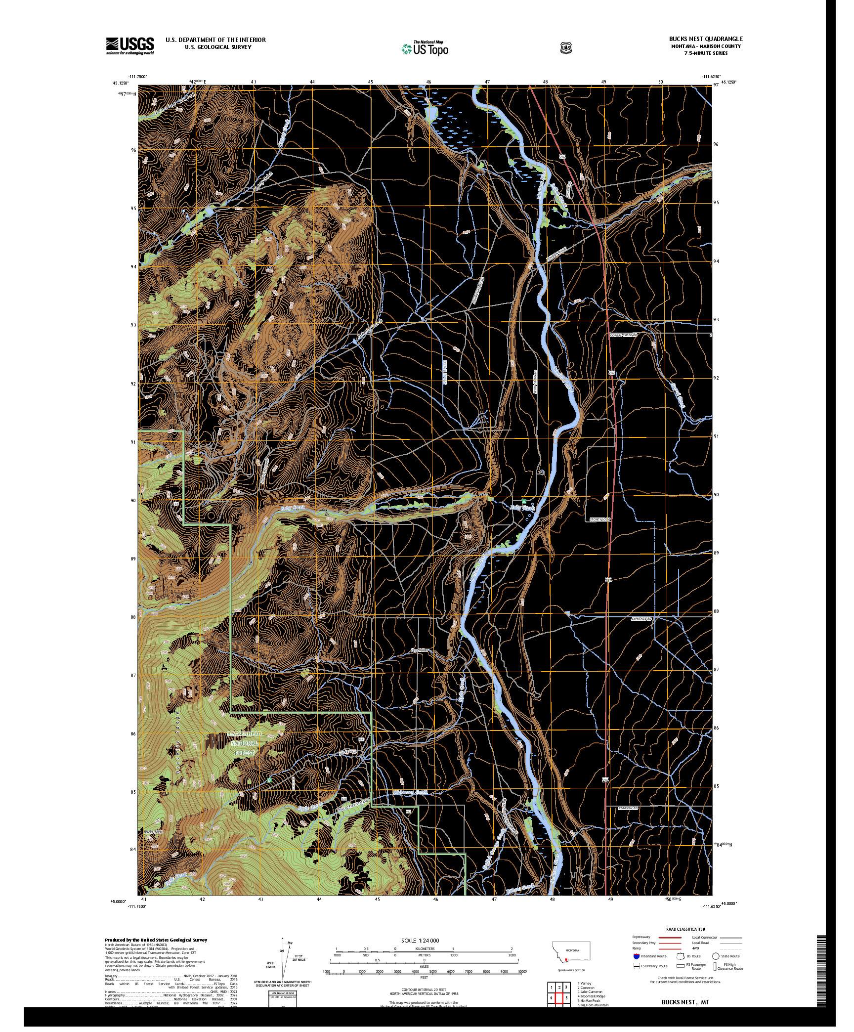 US TOPO 7.5-MINUTE MAP FOR BUCKS NEST, MT