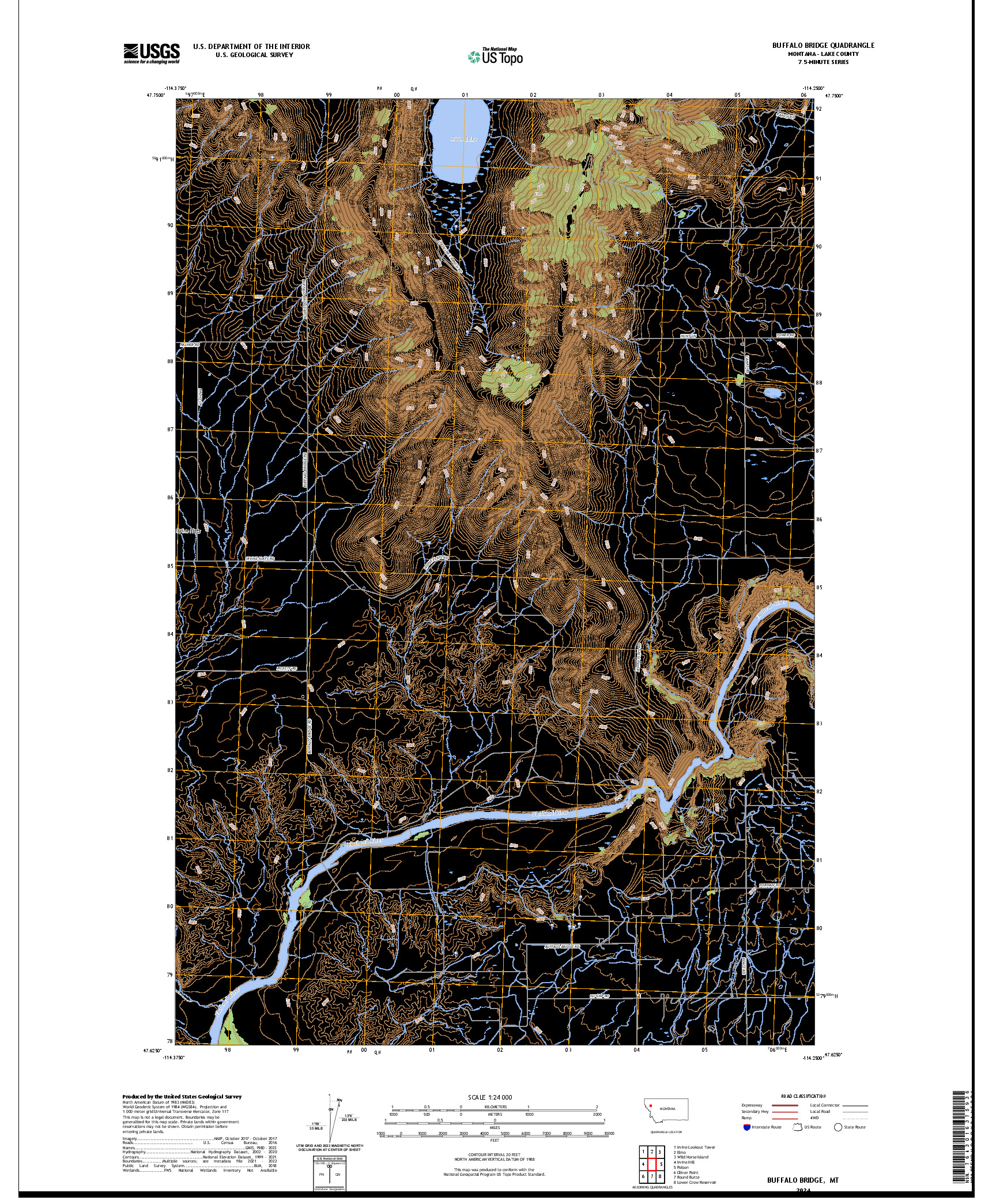 US TOPO 7.5-MINUTE MAP FOR BUFFALO BRIDGE, MT