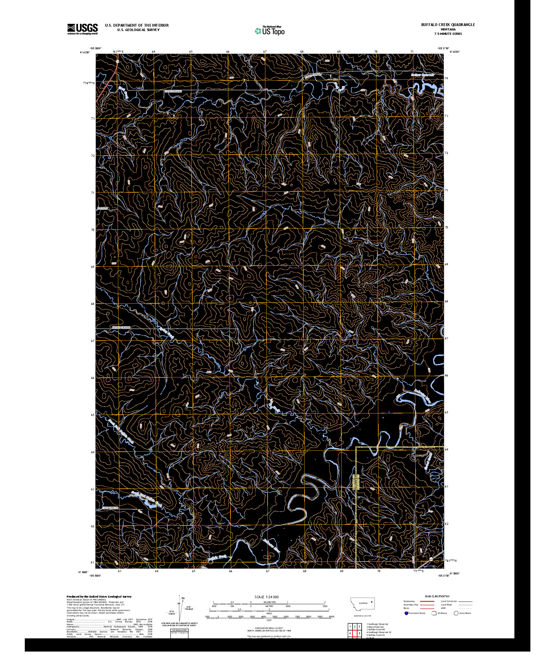 US TOPO 7.5-MINUTE MAP FOR BUFFALO CREEK, MT
