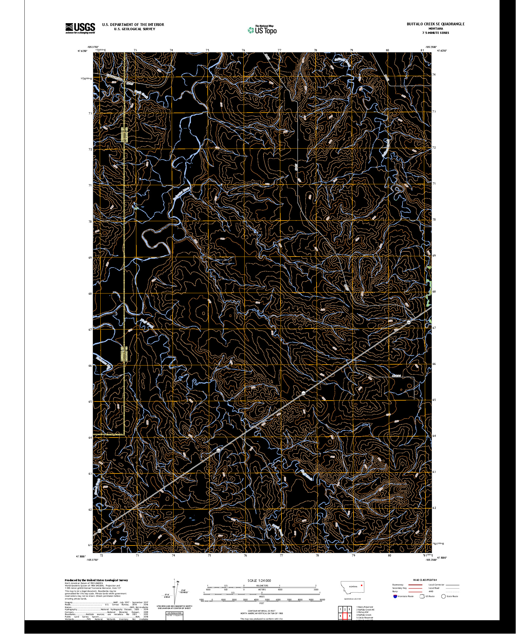 US TOPO 7.5-MINUTE MAP FOR BUFFALO CREEK SE, MT