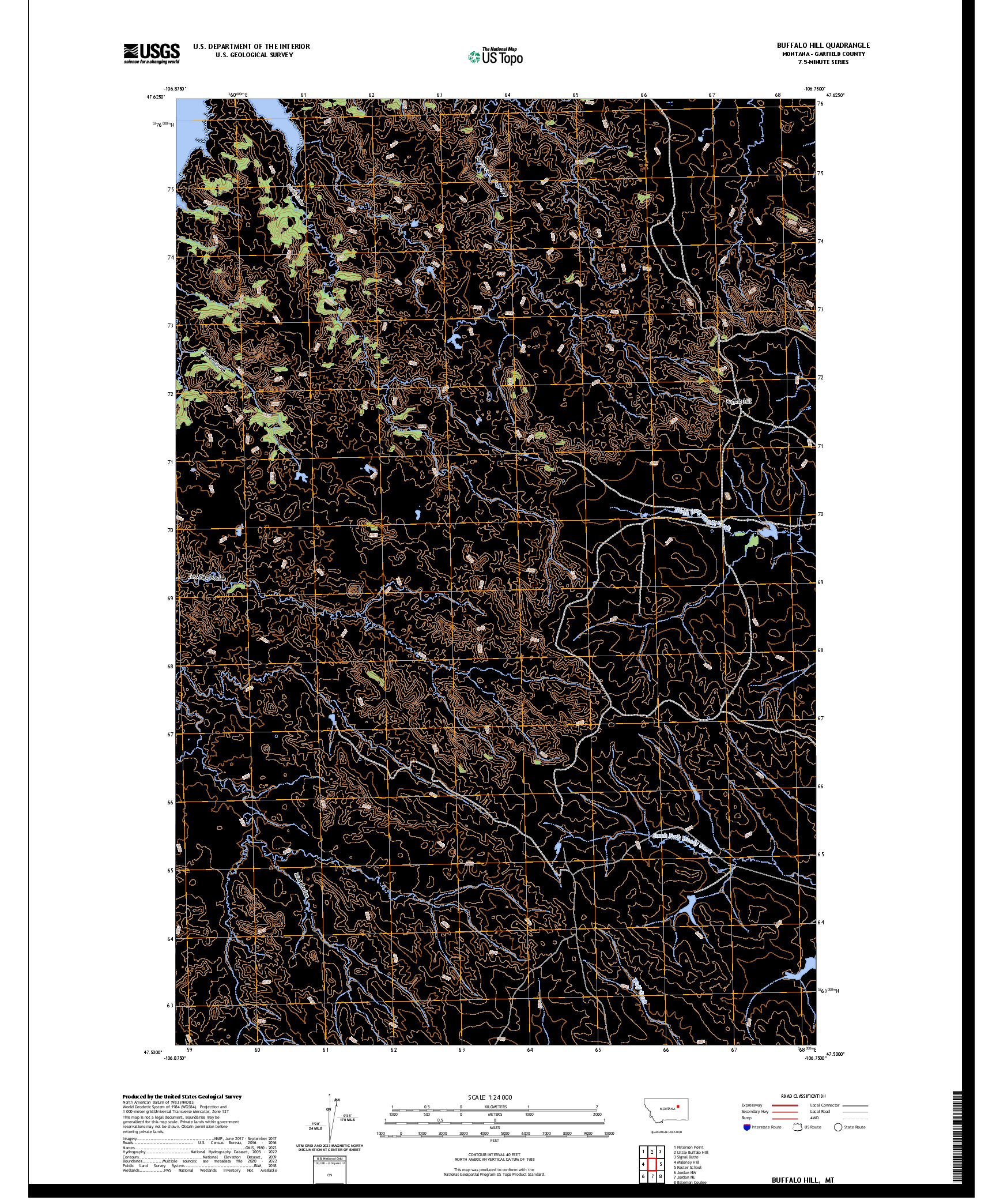 US TOPO 7.5-MINUTE MAP FOR BUFFALO HILL, MT