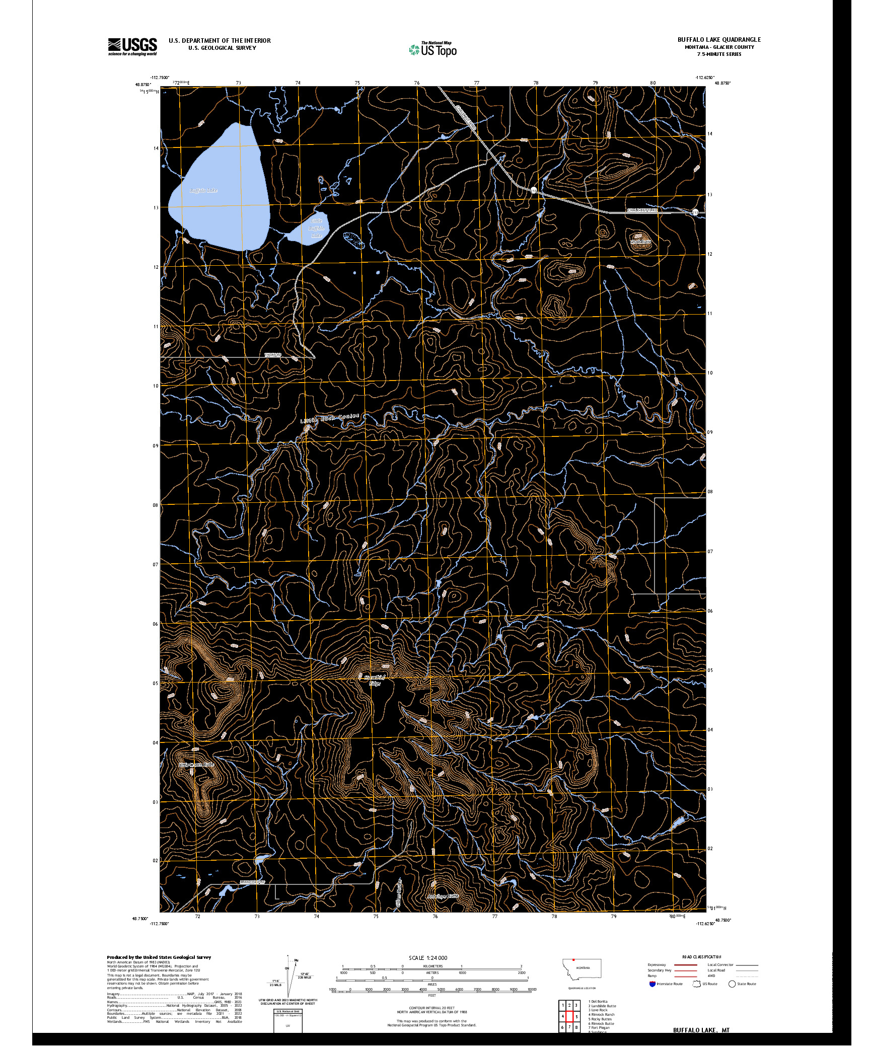 US TOPO 7.5-MINUTE MAP FOR BUFFALO LAKE, MT