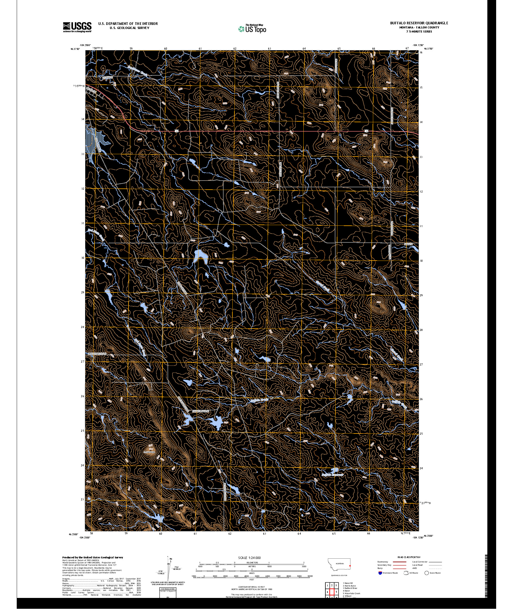 US TOPO 7.5-MINUTE MAP FOR BUFFALO RESERVOIR, MT