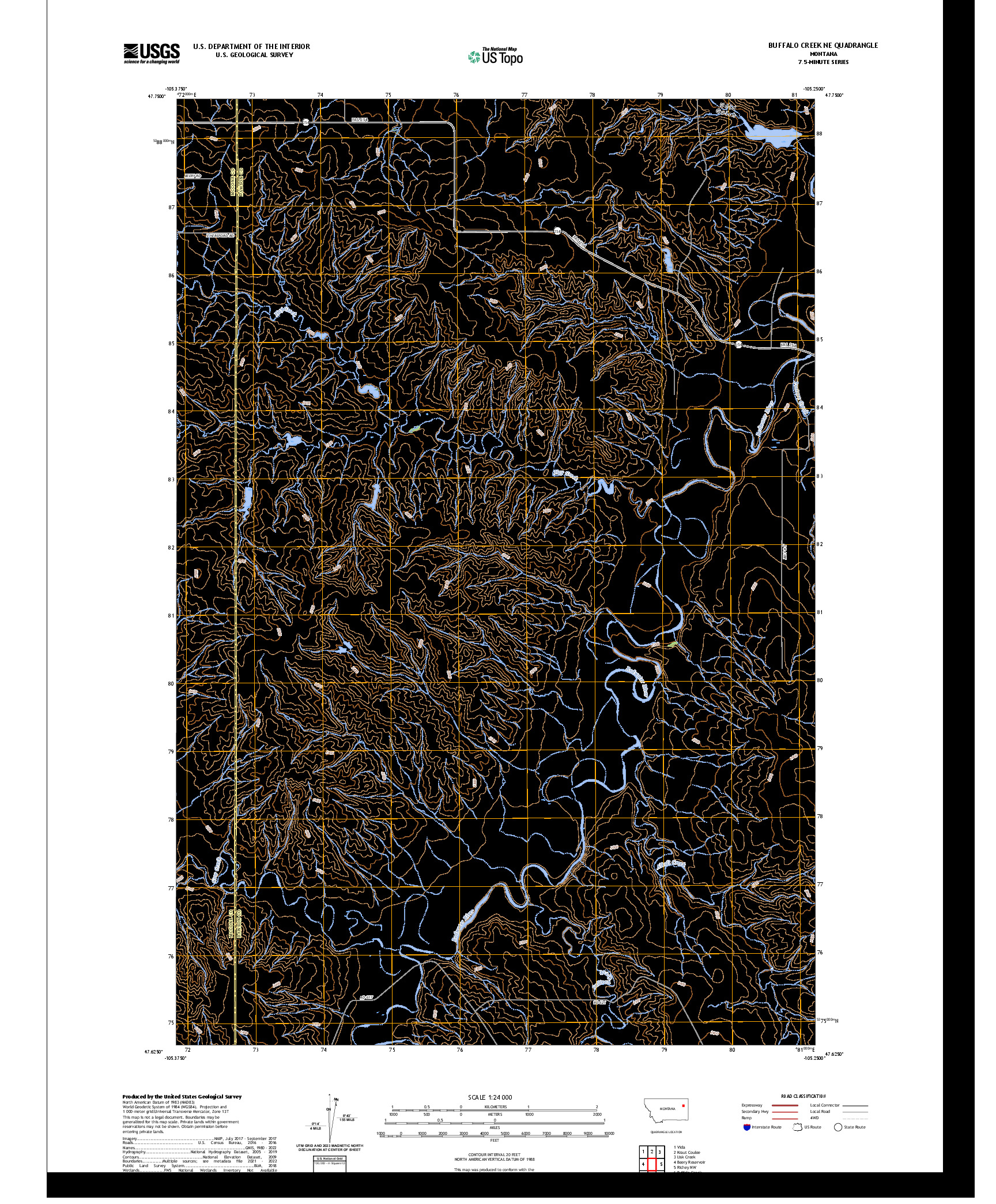 US TOPO 7.5-MINUTE MAP FOR BUFFALO CREEK NE, MT