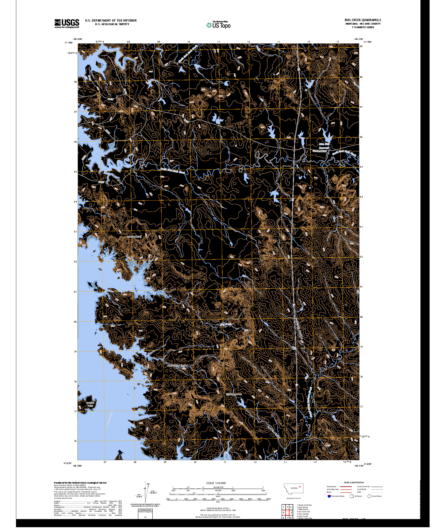 US TOPO 7.5-MINUTE MAP FOR BUG CREEK, MT