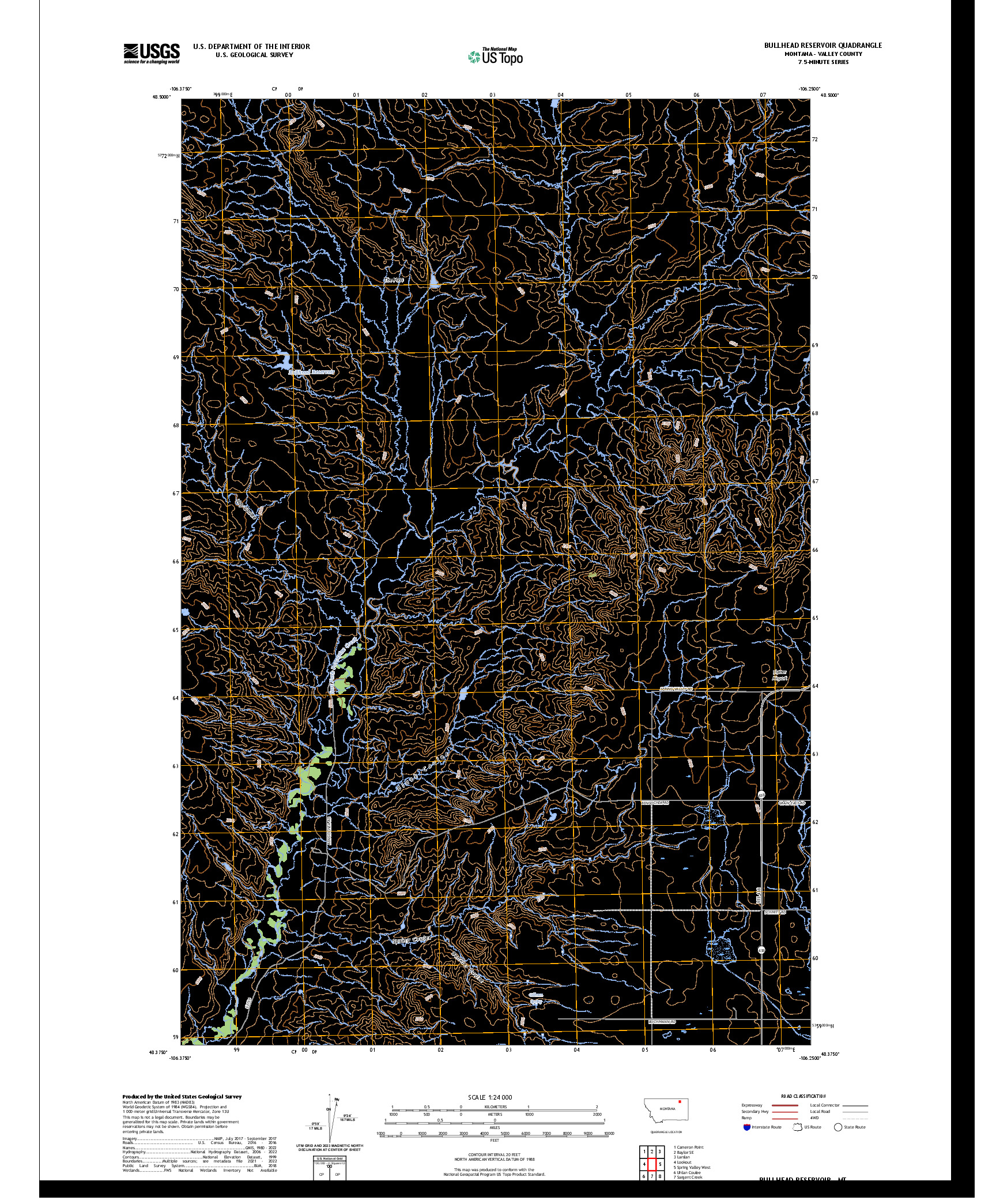 US TOPO 7.5-MINUTE MAP FOR BULLHEAD RESERVOIR, MT