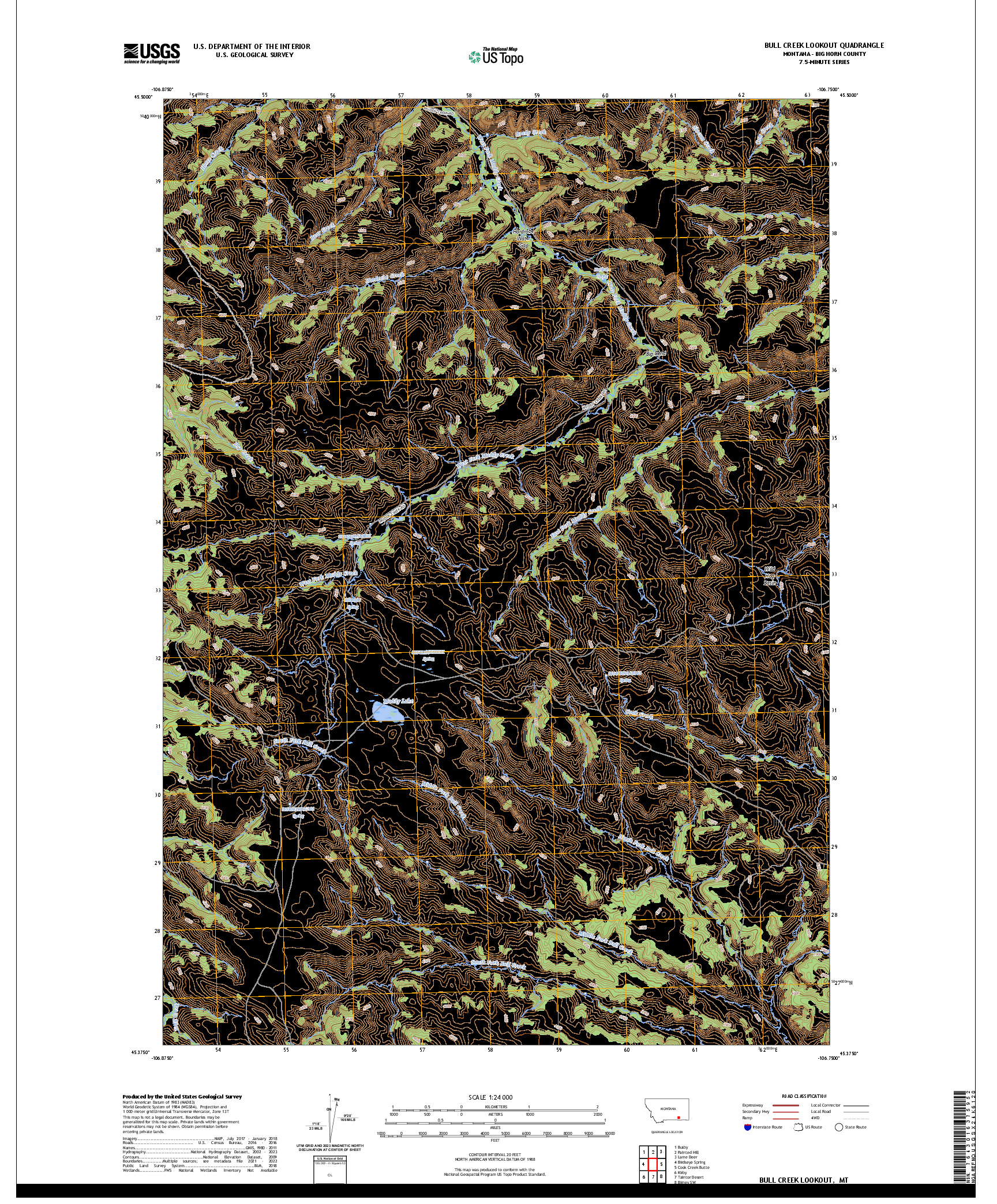 US TOPO 7.5-MINUTE MAP FOR BULL CREEK LOOKOUT, MT