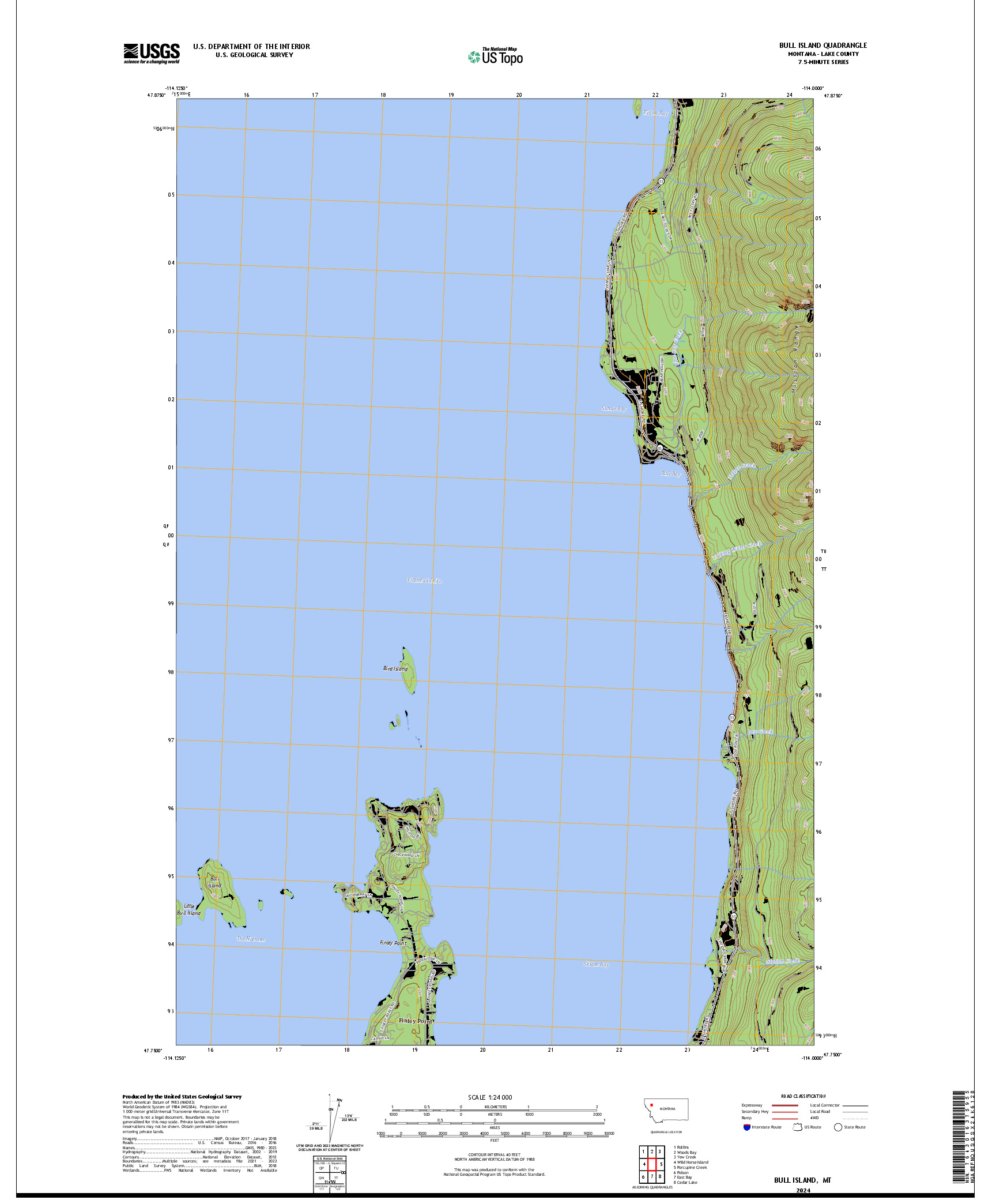 US TOPO 7.5-MINUTE MAP FOR BULL ISLAND, MT