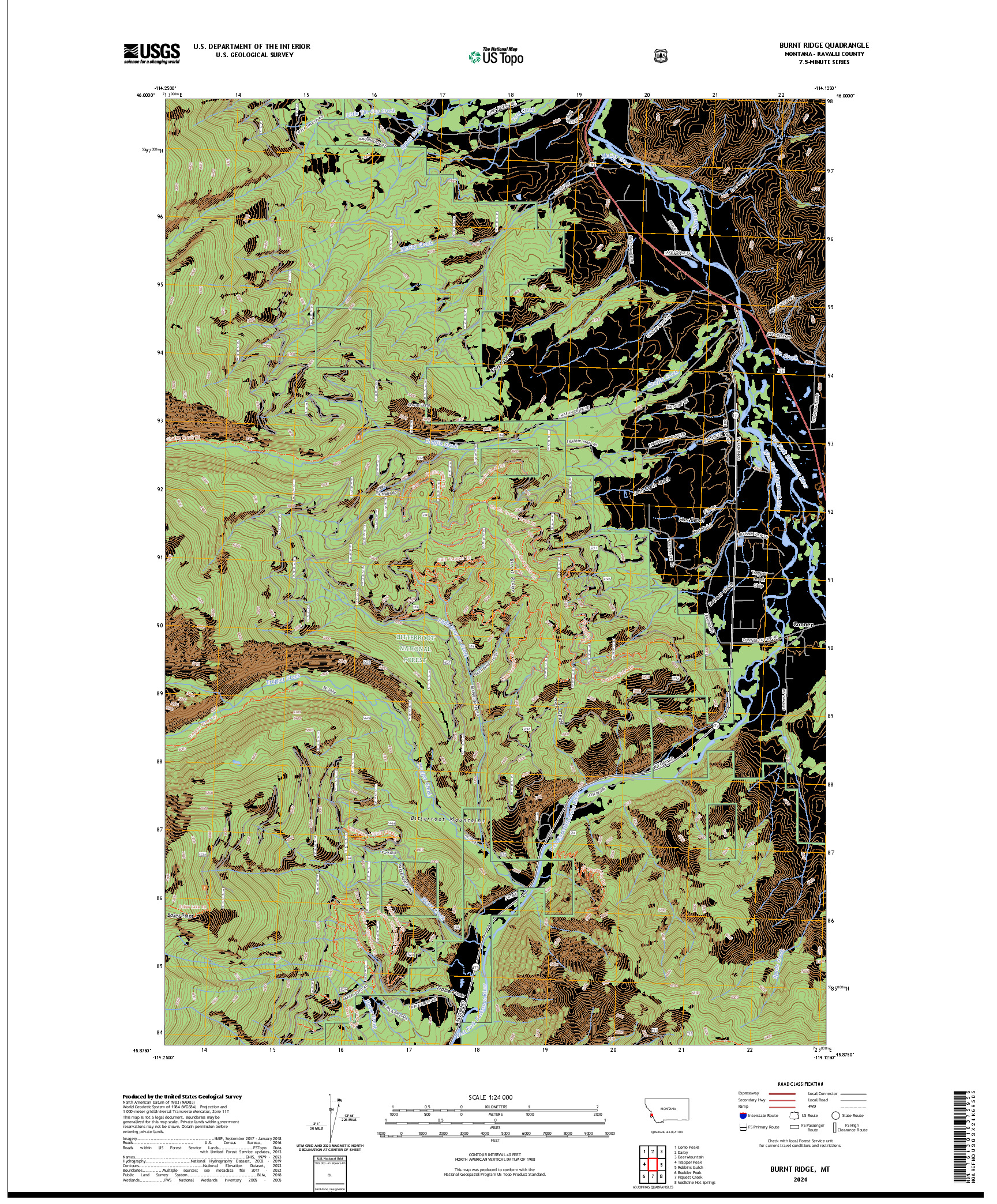 US TOPO 7.5-MINUTE MAP FOR BURNT RIDGE, MT