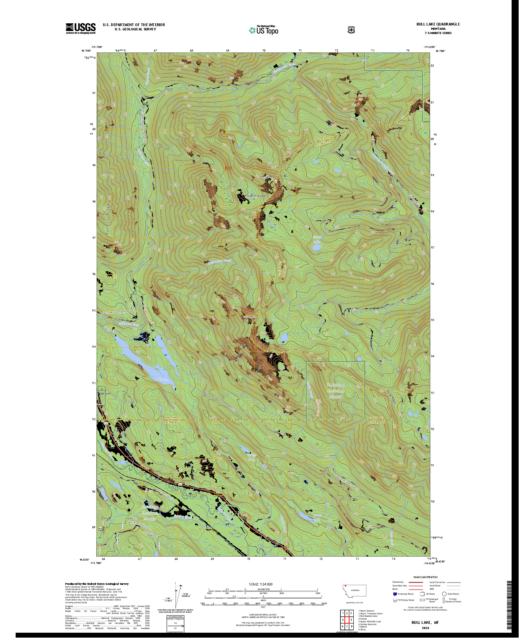US TOPO 7.5-MINUTE MAP FOR BULL LAKE, MT