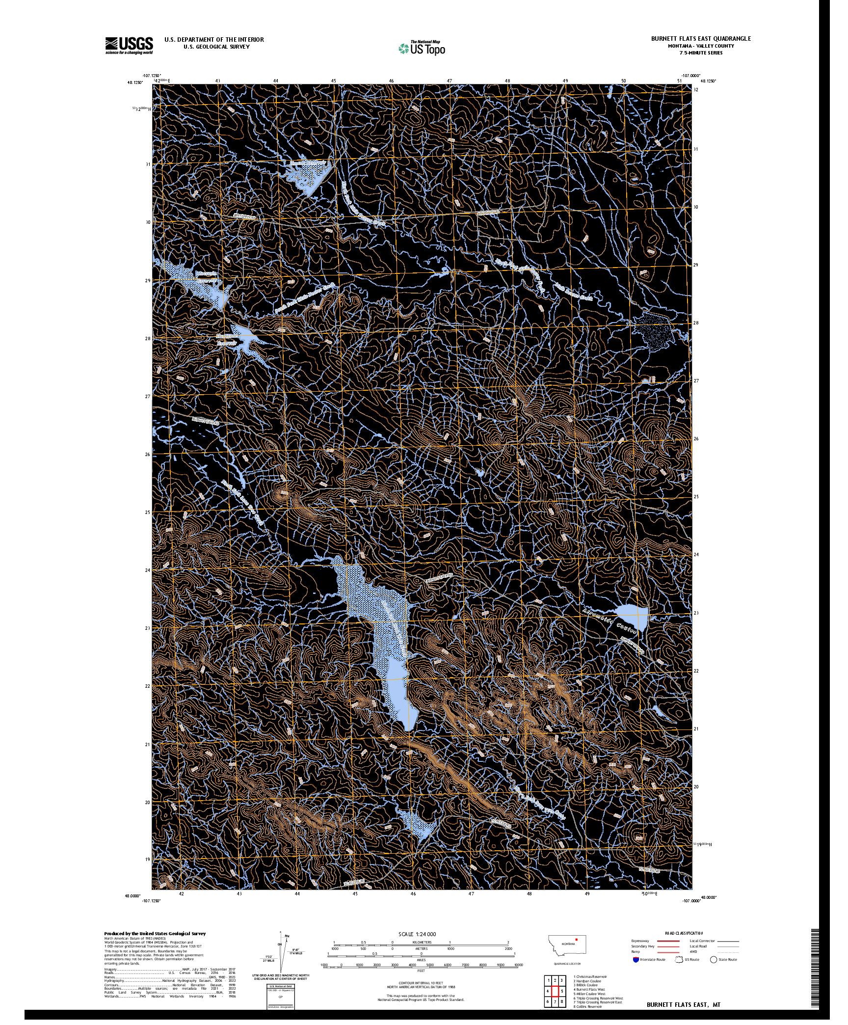 US TOPO 7.5-MINUTE MAP FOR BURNETT FLATS EAST, MT