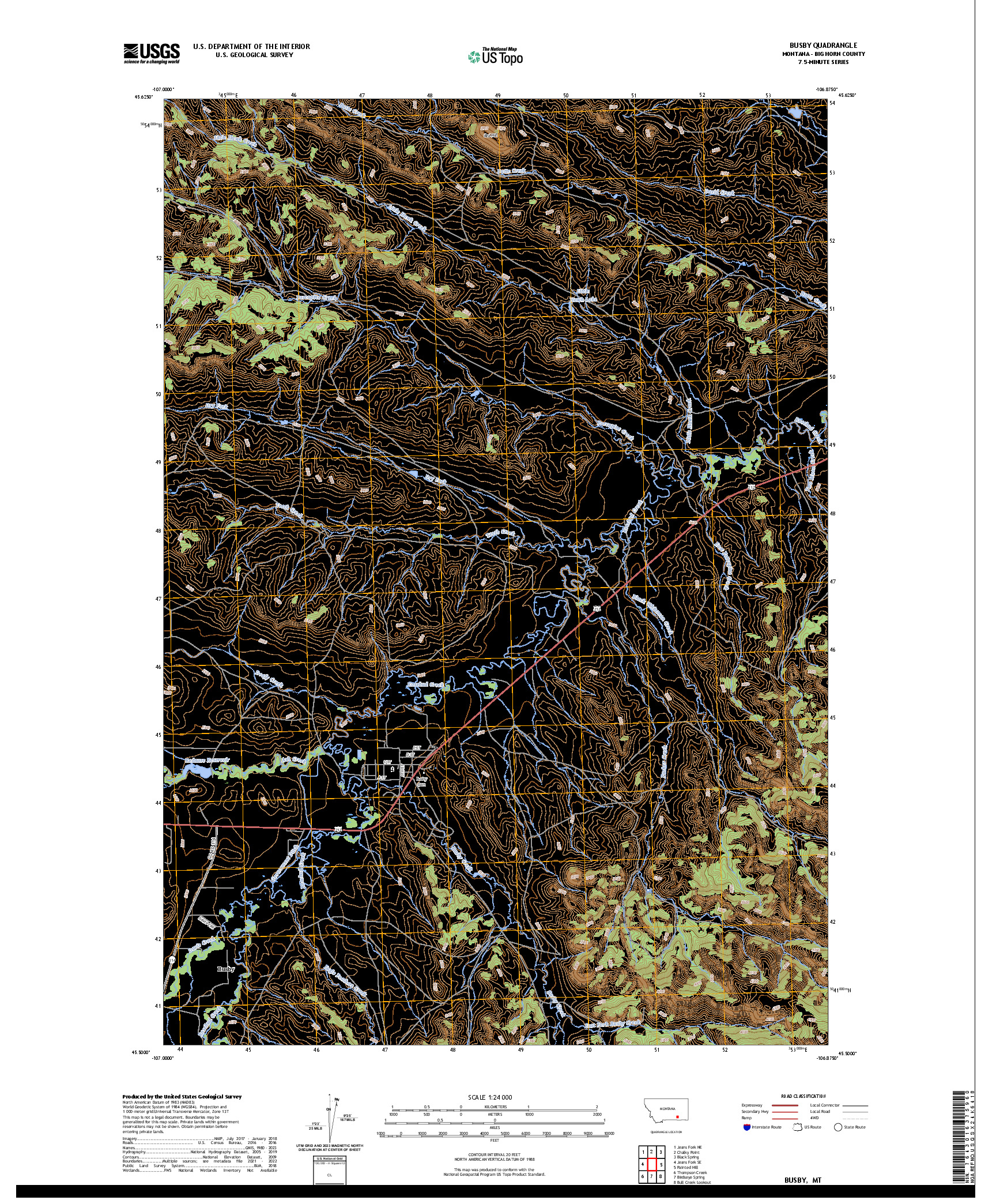 US TOPO 7.5-MINUTE MAP FOR BUSBY, MT