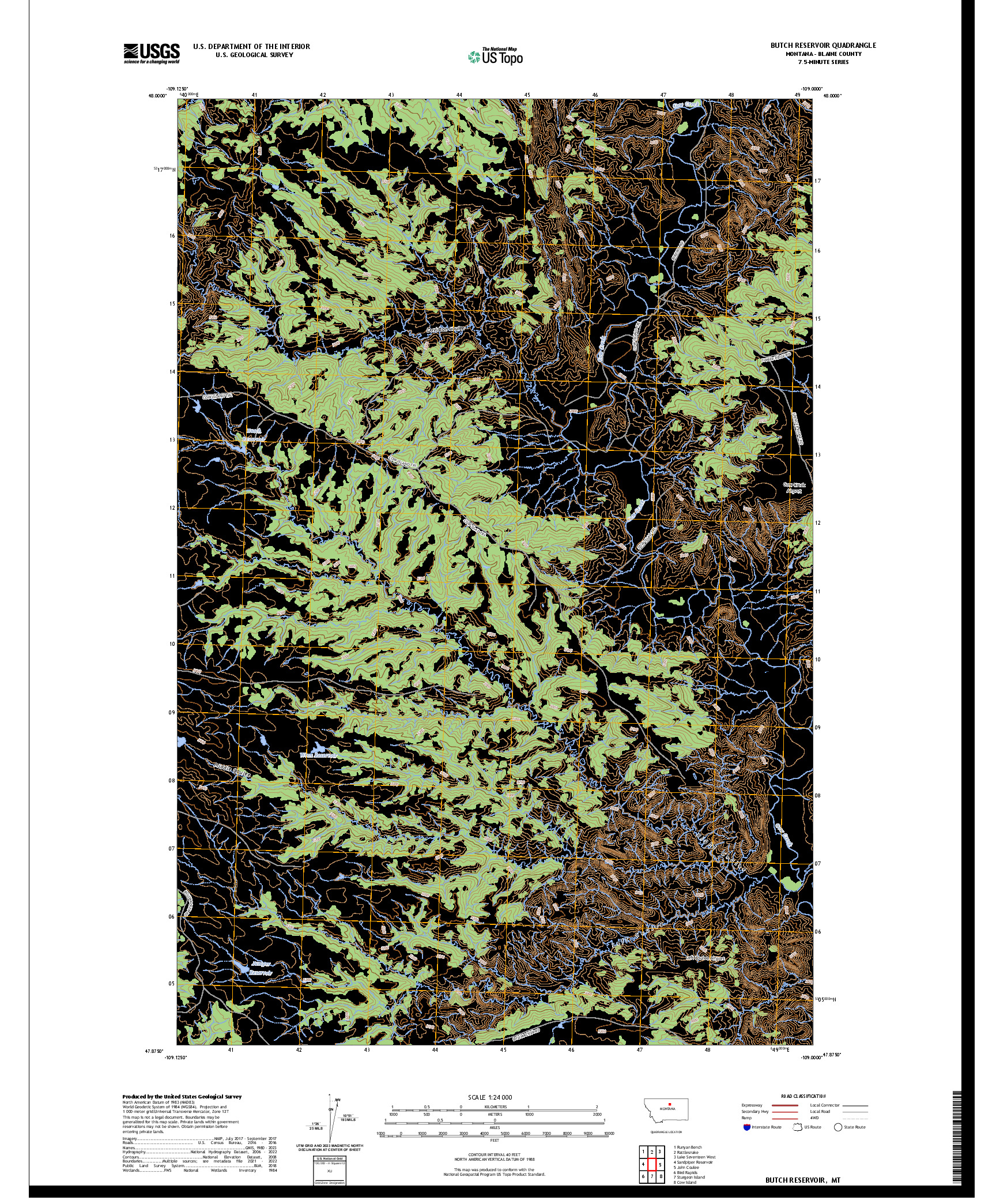US TOPO 7.5-MINUTE MAP FOR BUTCH RESERVOIR, MT