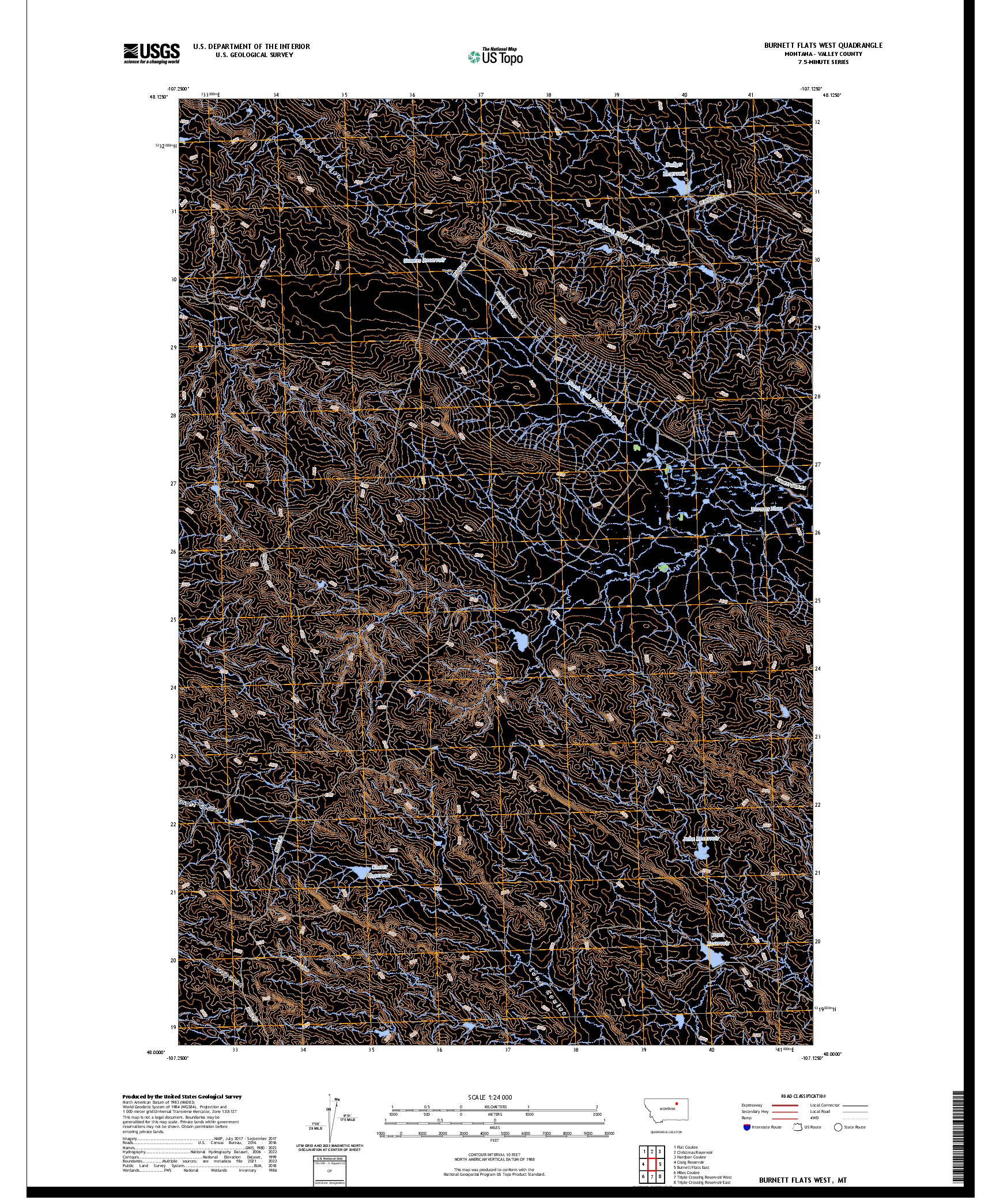US TOPO 7.5-MINUTE MAP FOR BURNETT FLATS WEST, MT