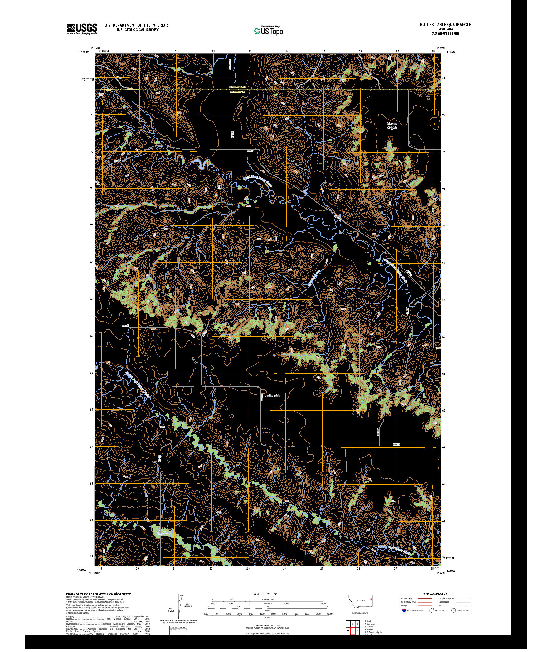 US TOPO 7.5-MINUTE MAP FOR BUTLER TABLE, MT
