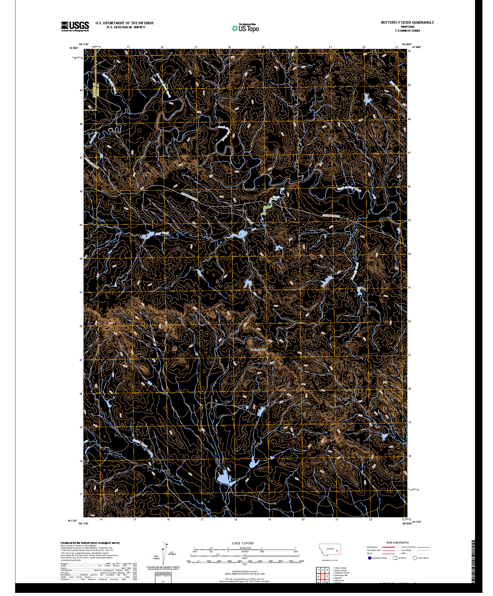 US TOPO 7.5-MINUTE MAP FOR BUTTERFLY CREEK, MT