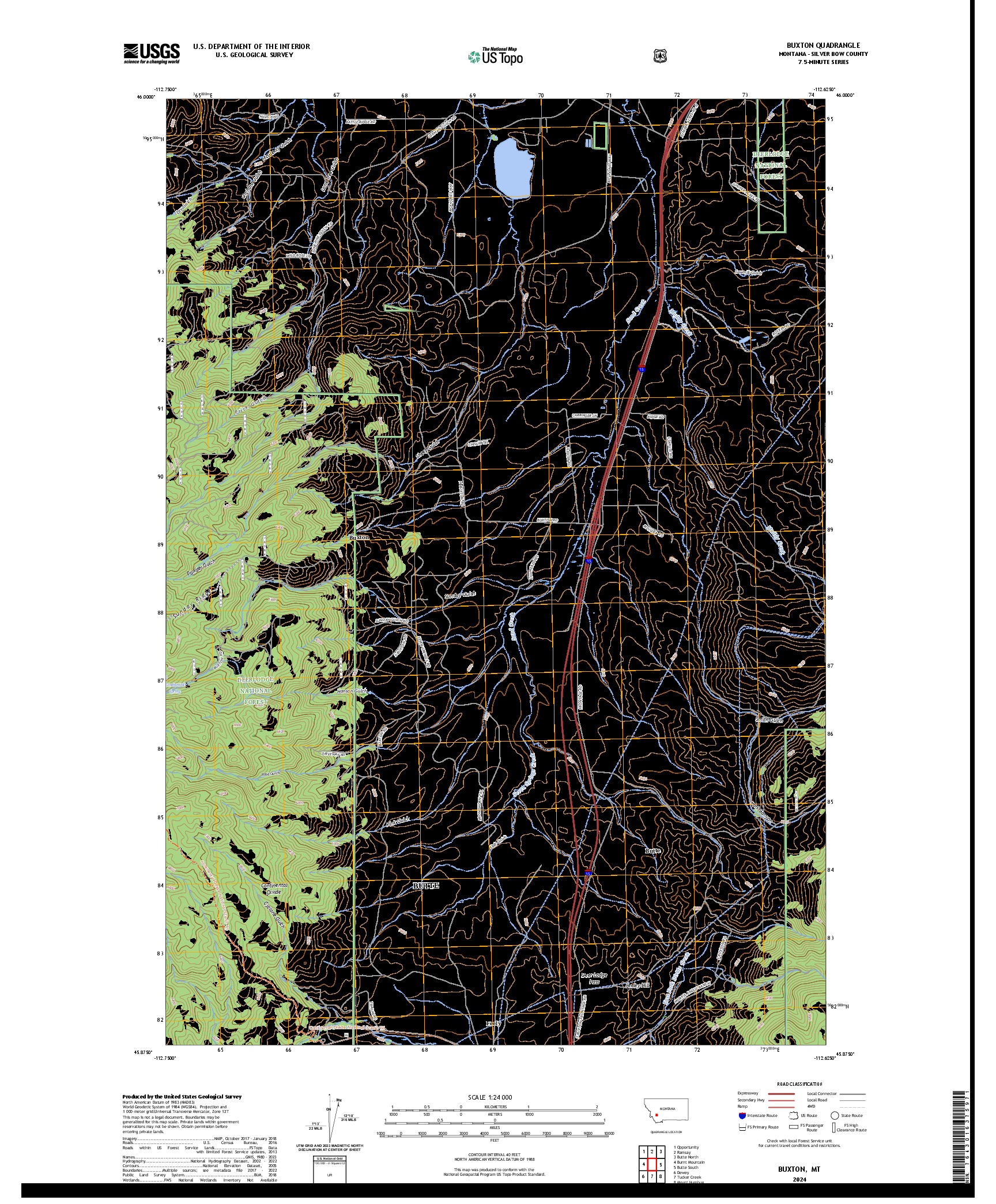 US TOPO 7.5-MINUTE MAP FOR BUXTON, MT