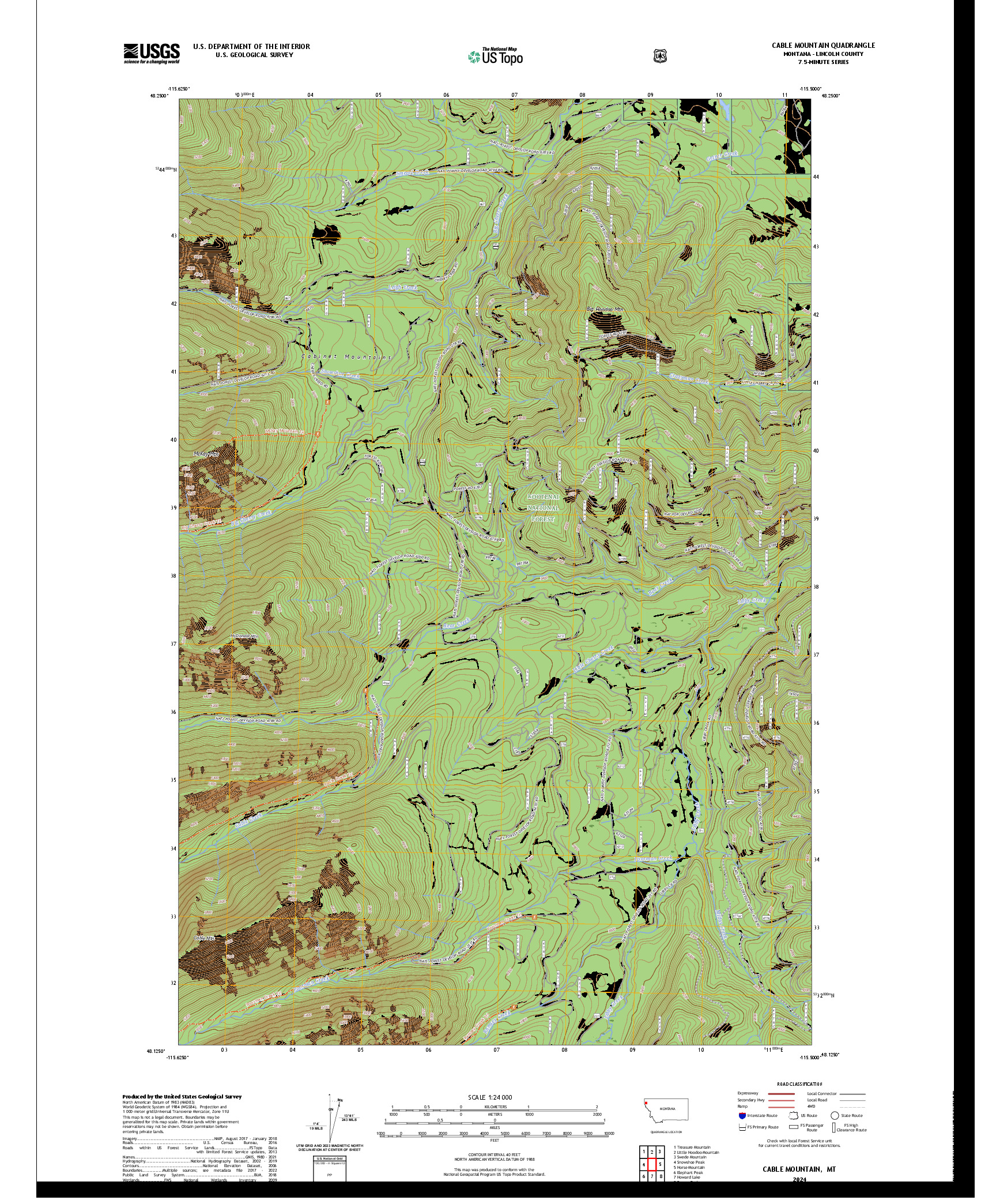 US TOPO 7.5-MINUTE MAP FOR CABLE MOUNTAIN, MT